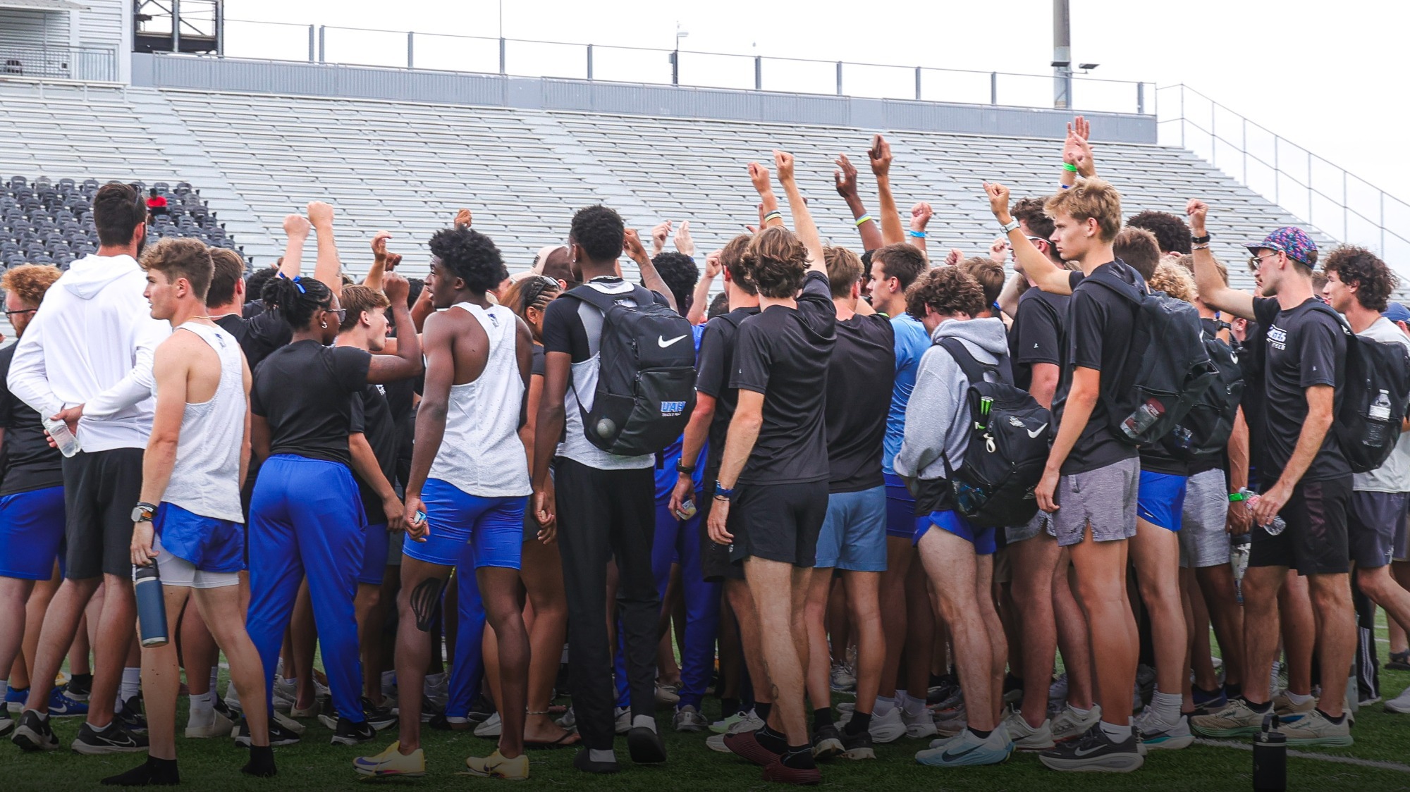 UAH Track & Field team huddled