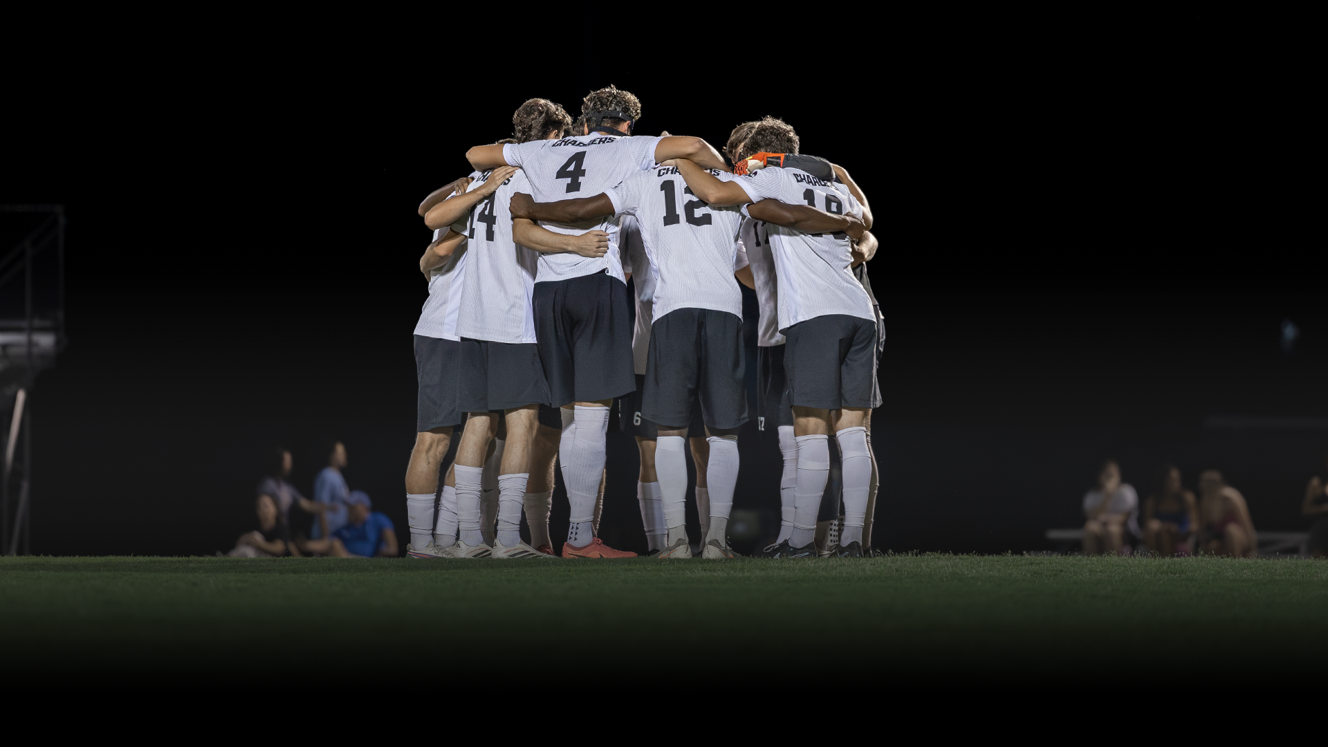 Men's Soccer Starting 11 Huddle