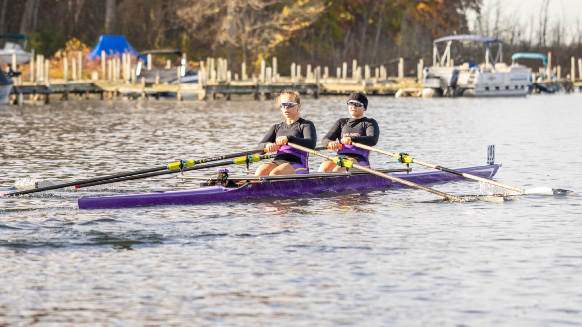 Evangelia Miszko and Ava Andrews in Women's Collegiate Double at Head of the Fish