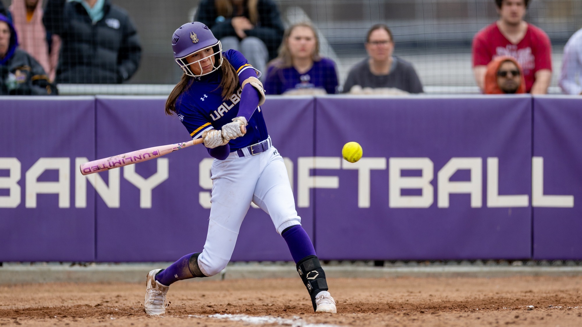 The UAlbany softball team hosted CCSU at UAlbany Field in Albany, New York on Wednesday, April 1, 2026. This photo from the first game of the doubleheader.