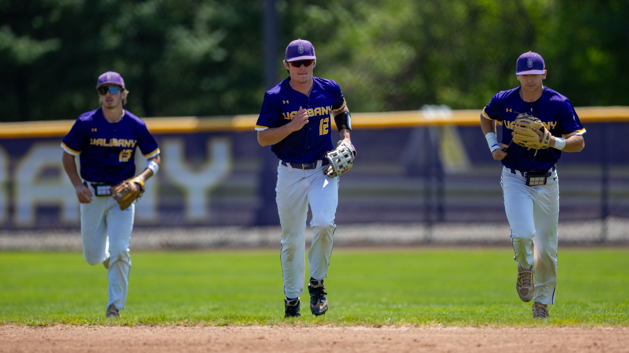 Luke Filippi runs off the field against Binghamton in May, 2026