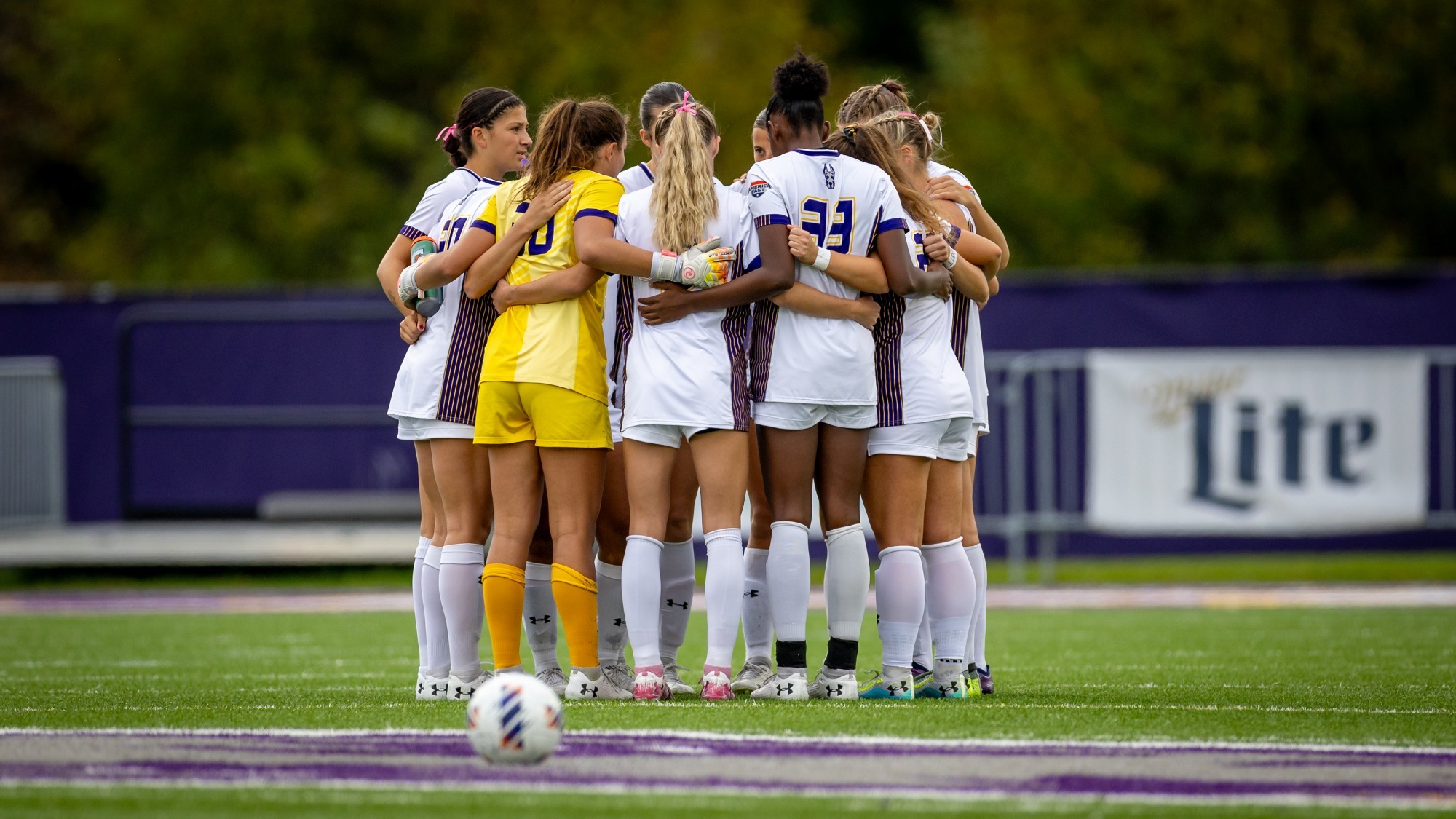 Women's Soccer Huddle before game