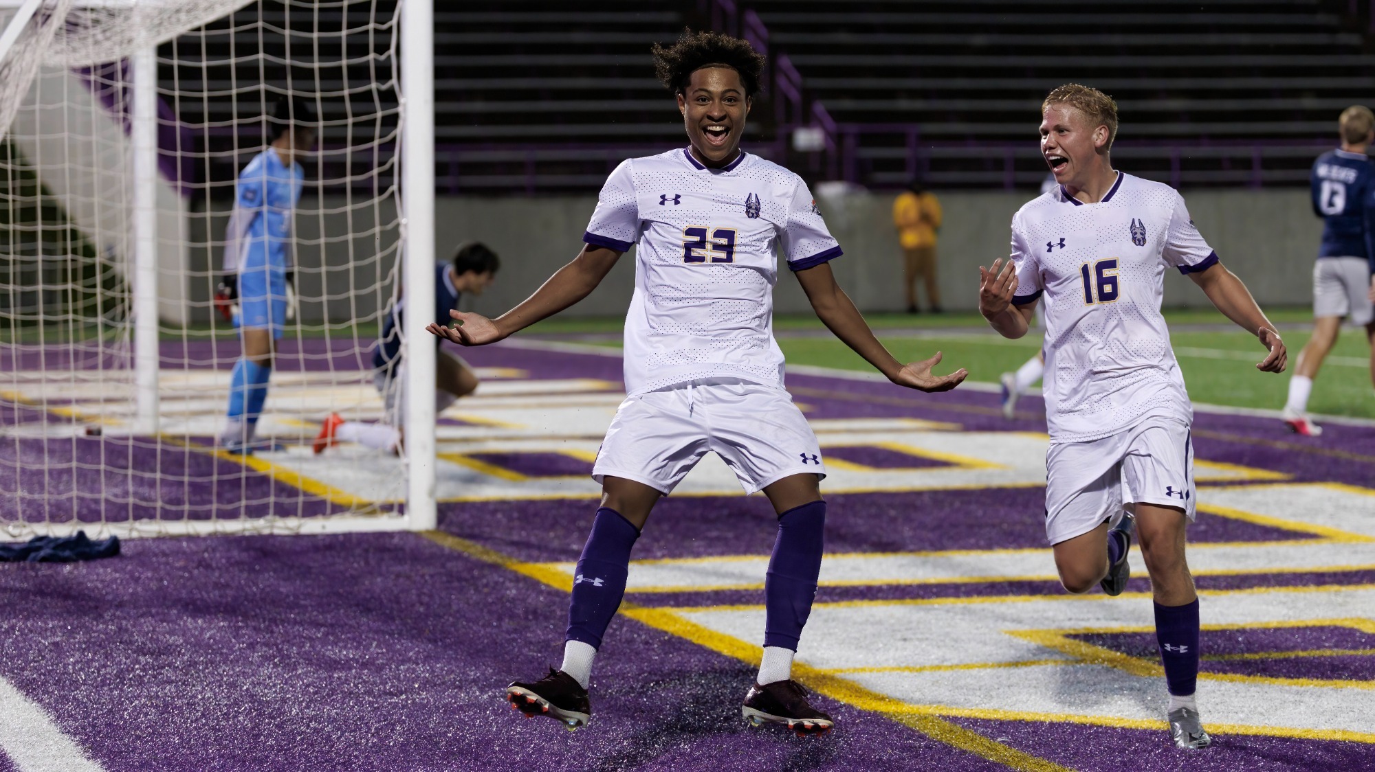 Luca Clausse Celebrates after scoring vs New Hampshire 9.26.26