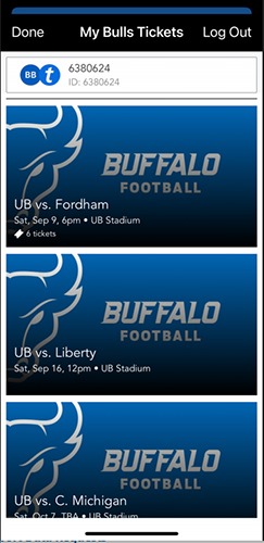 Digital Tickets - My Events screen