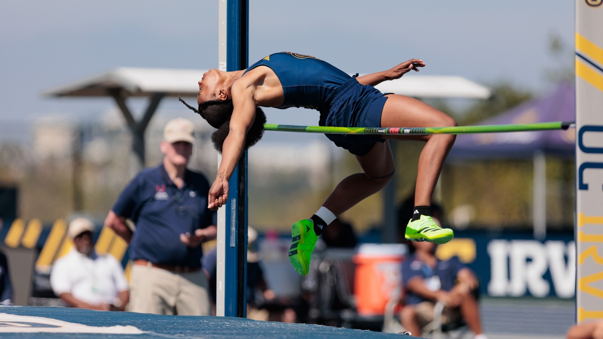 Zharia Taylor goes over the high jump bar