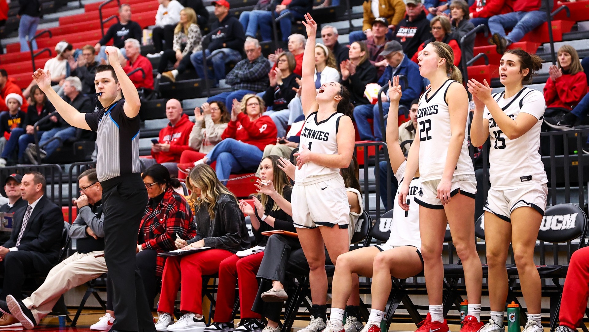 Jennies bench celebration vs. William Jewell