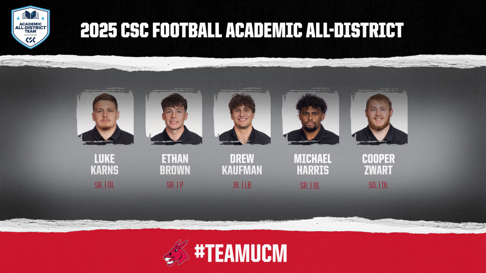 2025 Mules Football CSC Academic All-District