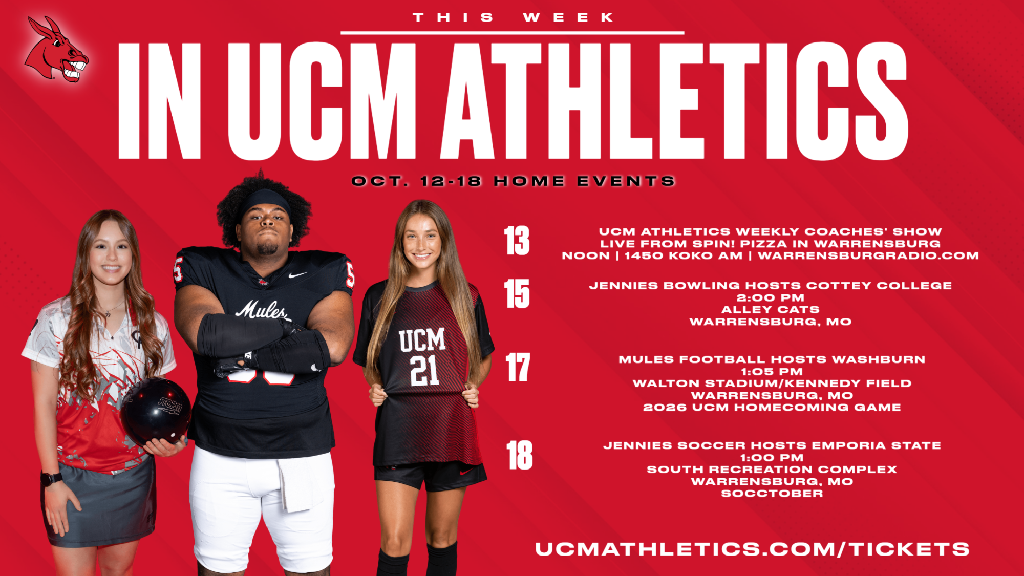 This Week in UCM Athletics: October 12-18, 2026