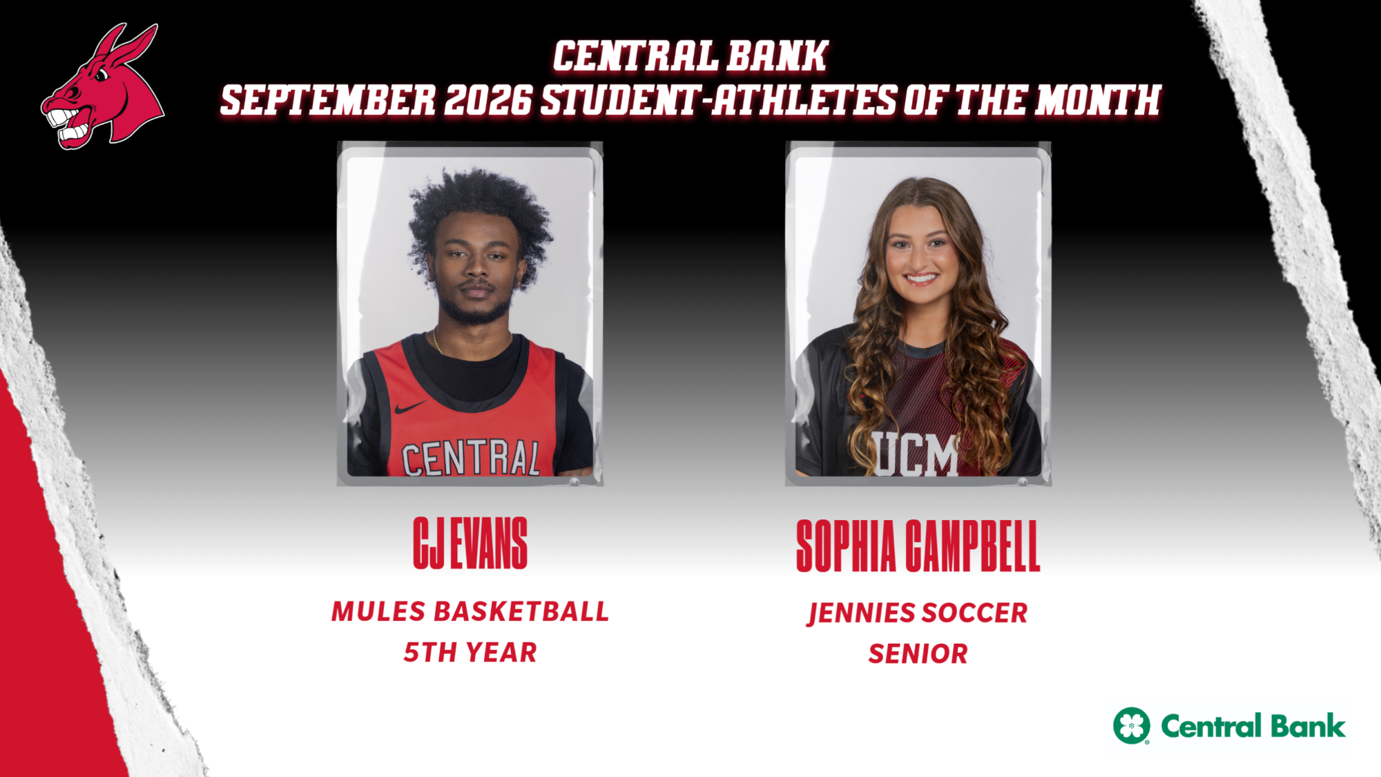Central Bank September 2026 Student-Athlete of the Month Graphic