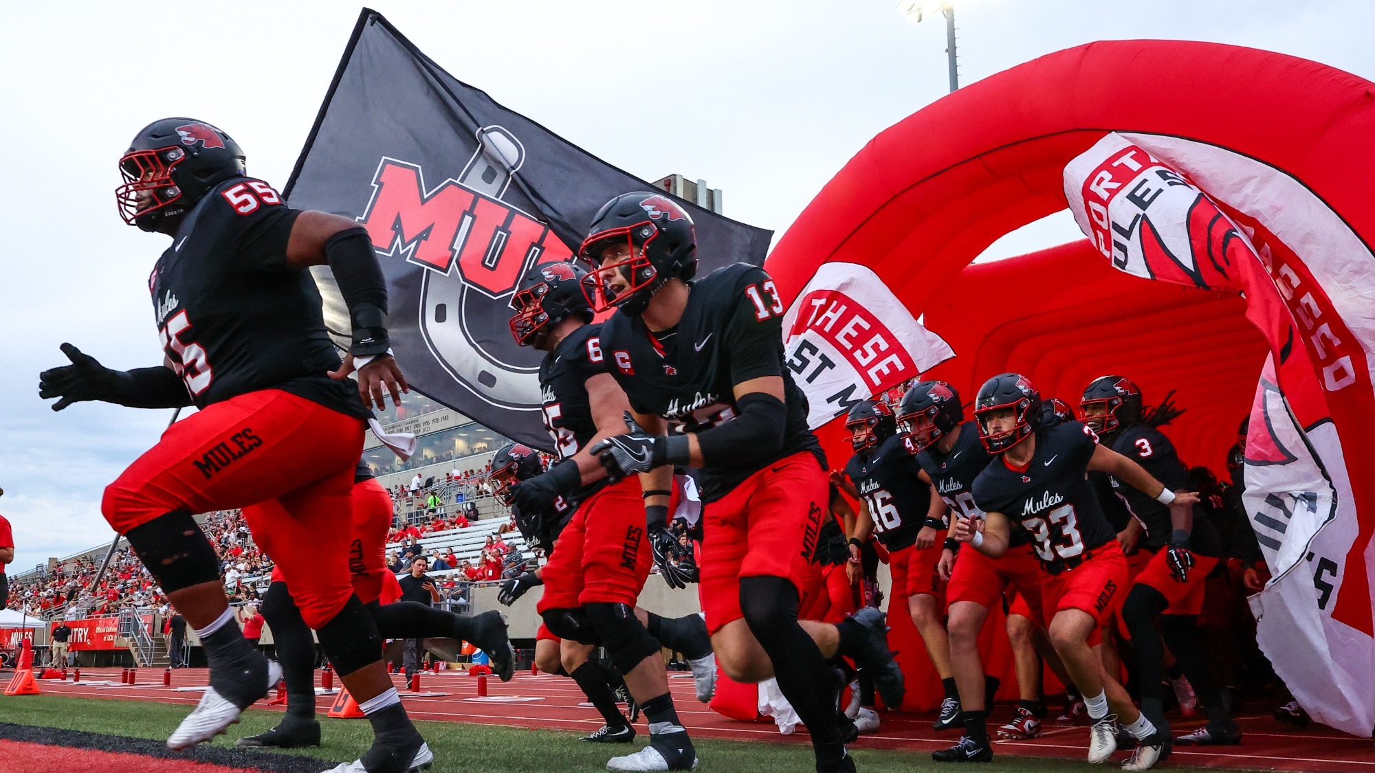 Mules Football field entrance vs. Delta State on September 12, 2026 in Warrensburg, Missouri