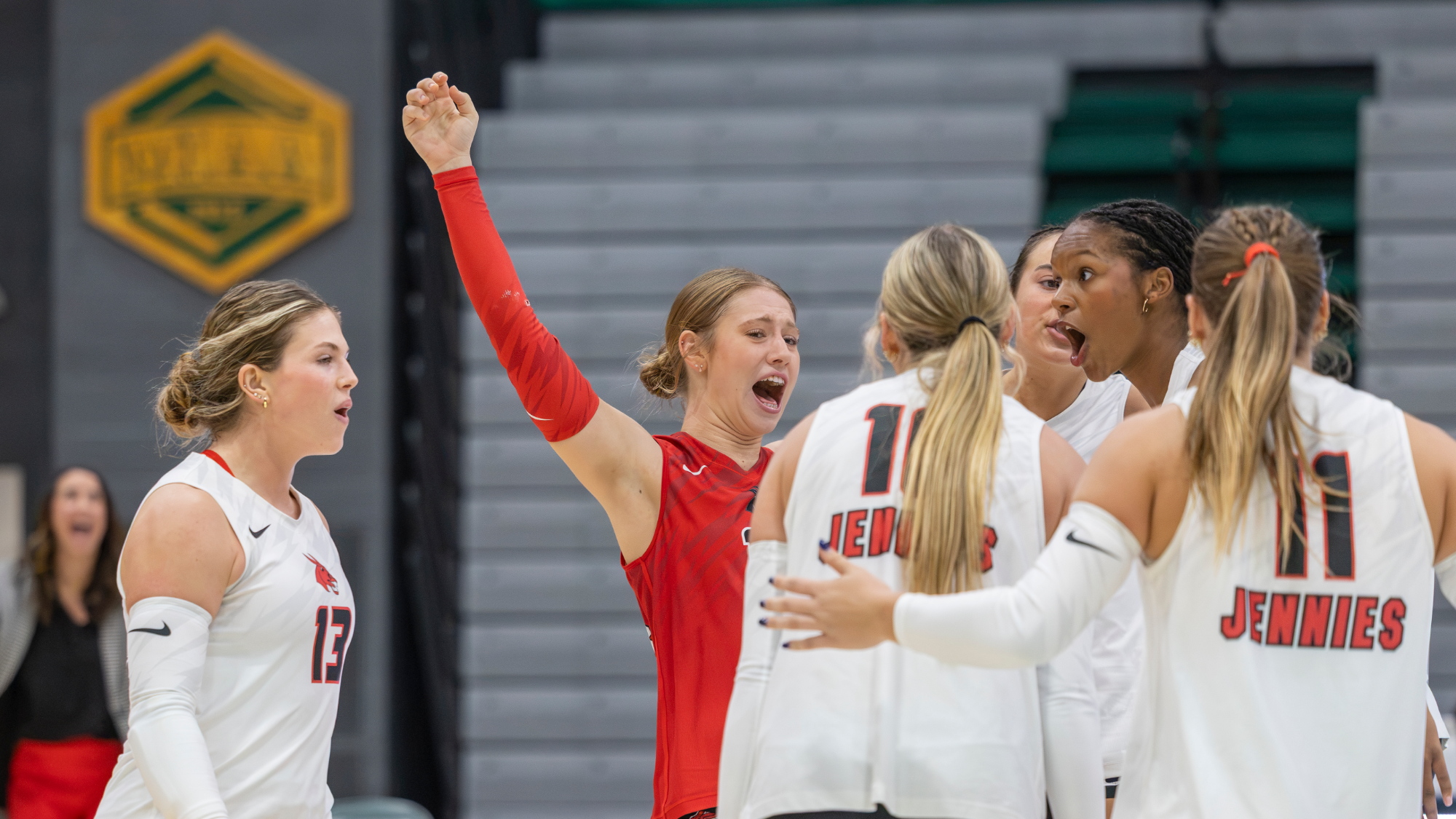 Volleyball point celebration vs UNK at 2026 MIAA In-Season Tournament