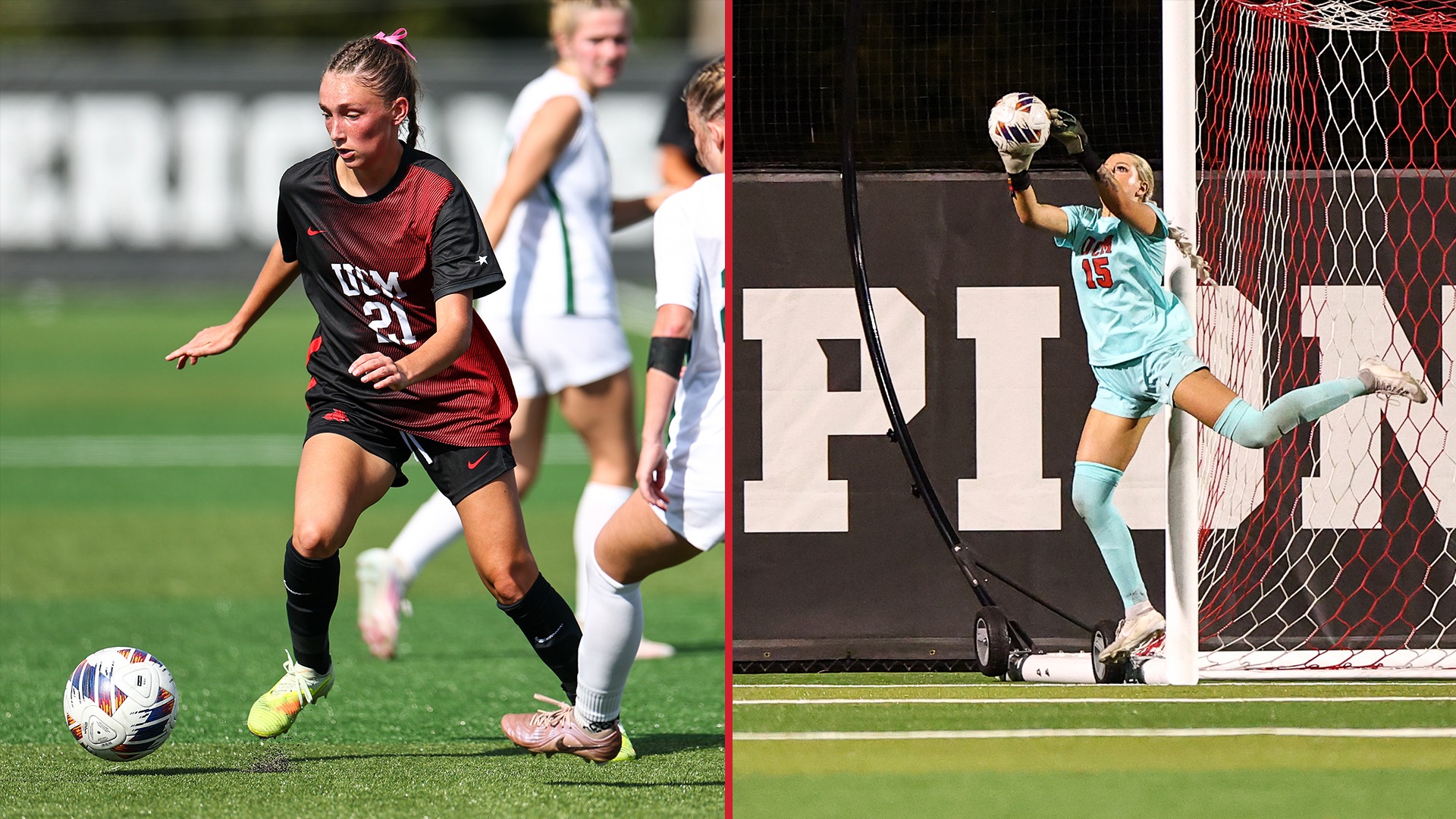 Coryn Jespersen (21) and Kristen Wright (15) MIAA Athlete of the Week graphic for October 20, 2026