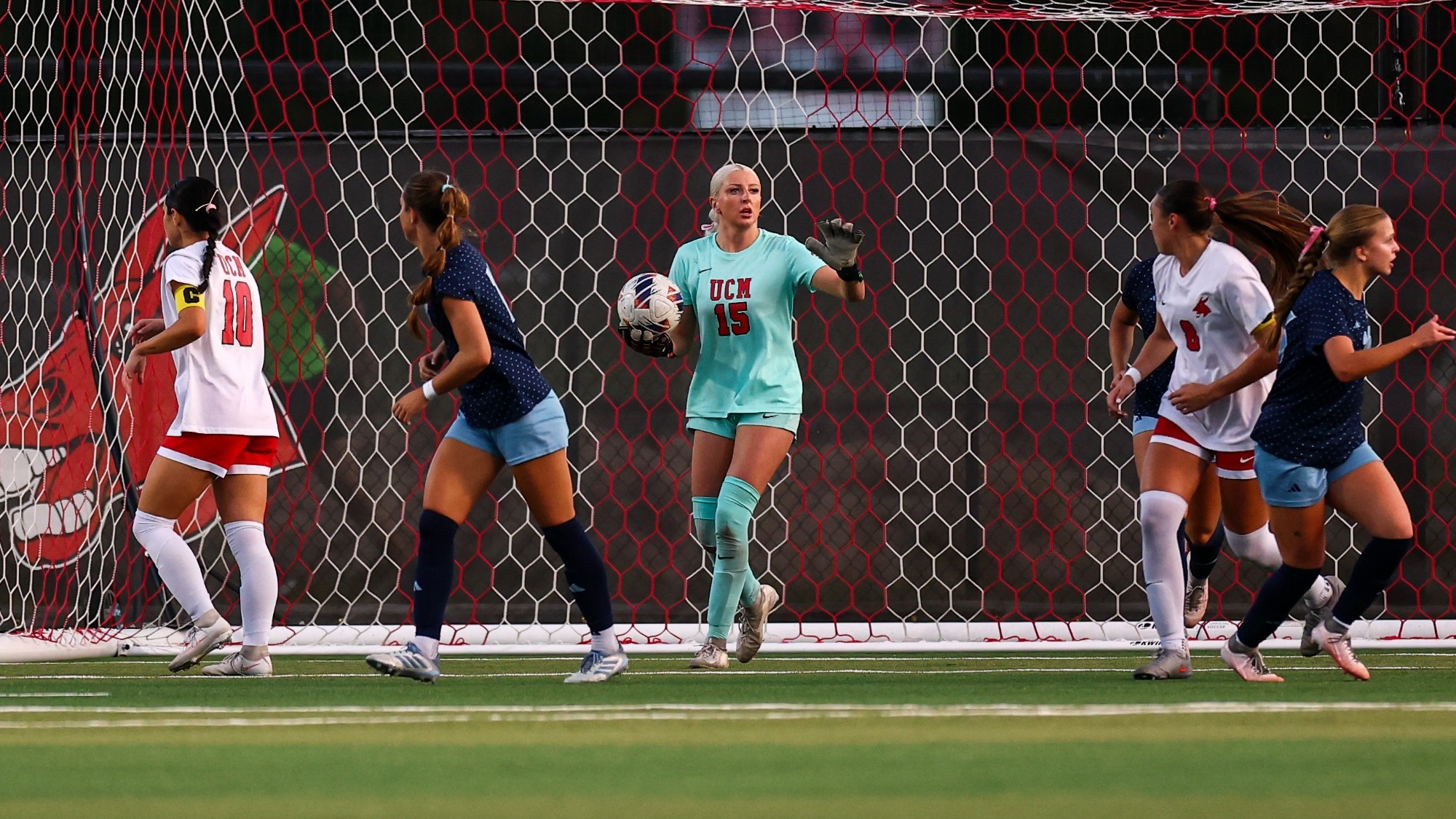 Goalkeeper Kristen Wright (15) vs. Washburn on Friday, October 23, 2026 in Warrensburg, Missouri