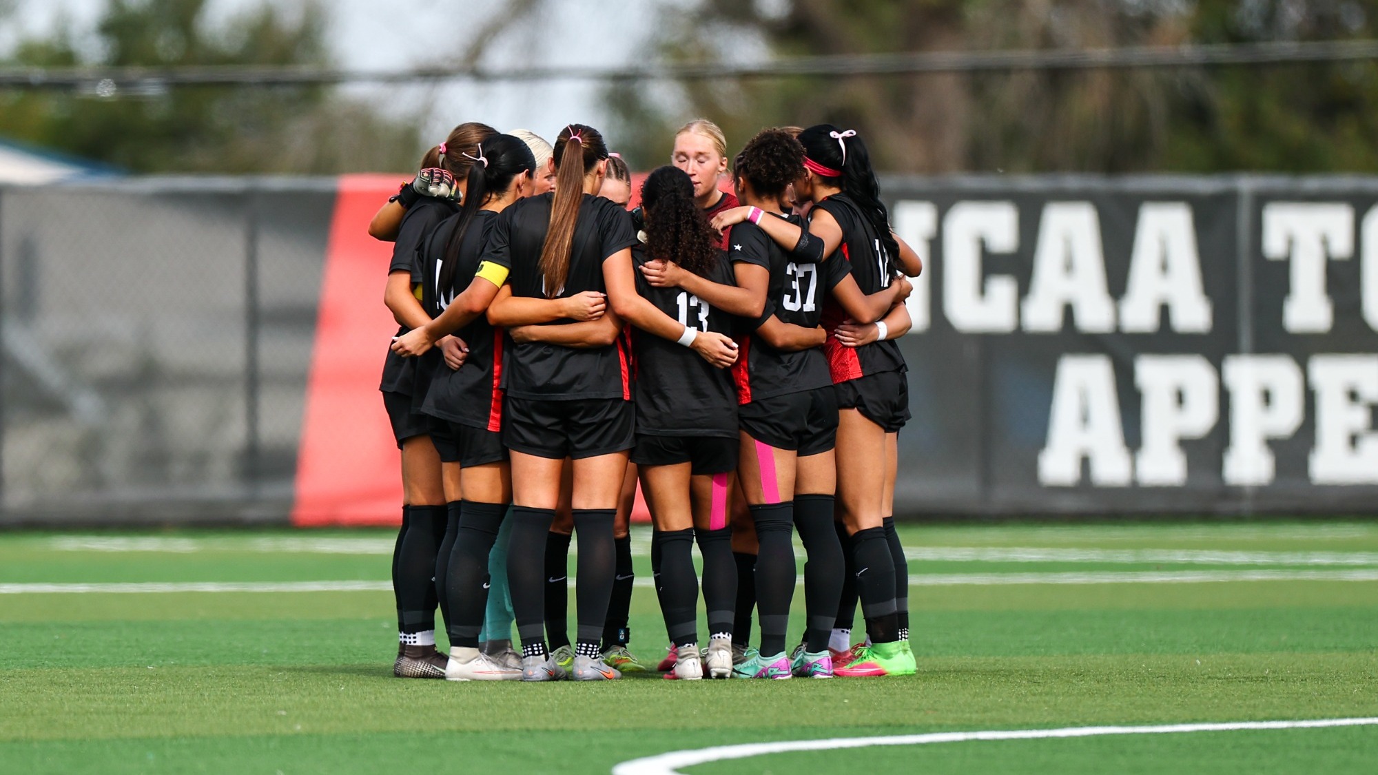 Jennies Soccer pregame huddle vs. Pittsburg State on Sunday, October 25, 2026 in Warrensburg, Missouri