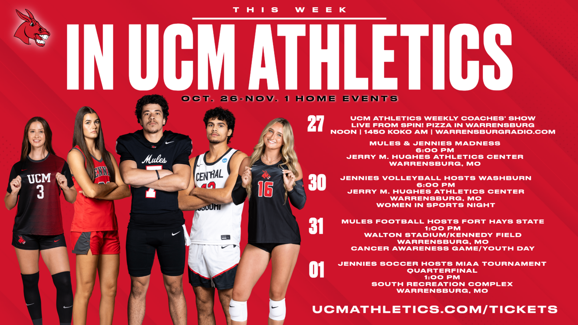 This Week in UCM Athletics: October 26-November 1, 2026