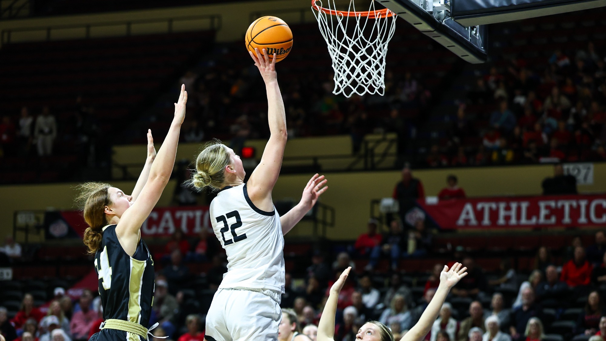 Hayden Heim (22) vs. Emporia State in the 2026 MIAA Women's Basketball Tournament in Kansas City, Missouri
