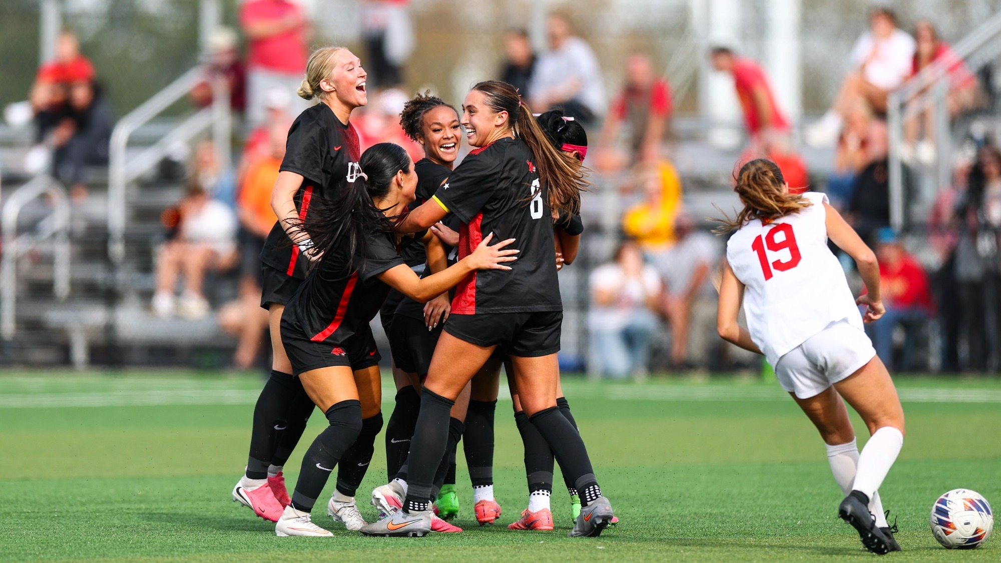 Jennies Soccer goal celebration against Pittsburg State on October 25, 2026 in Warrensburg, Missouri 