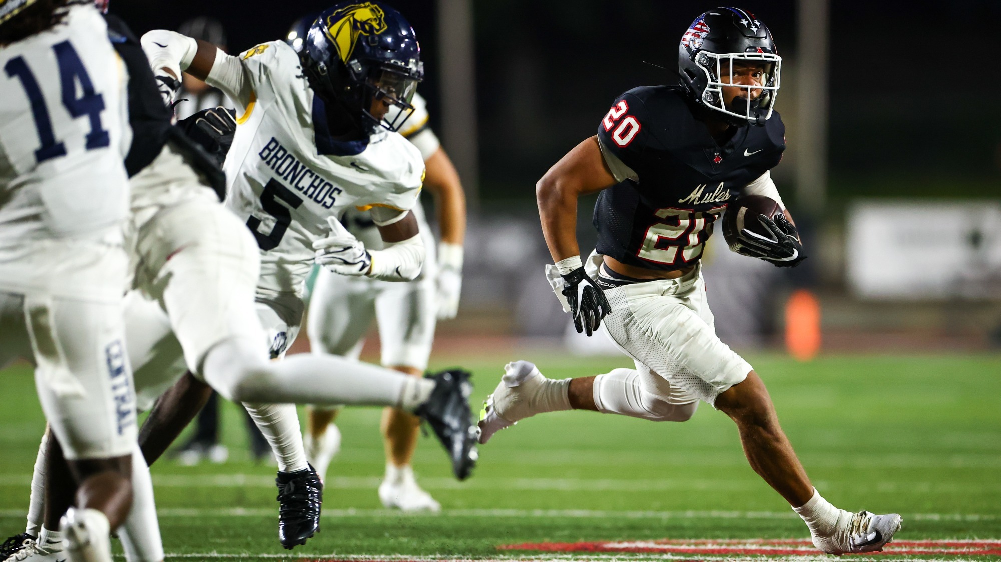 Running Back DJ Brown (20) vs. Central Oklahoma on October 3, 2026 in Warrensburg, Missouri