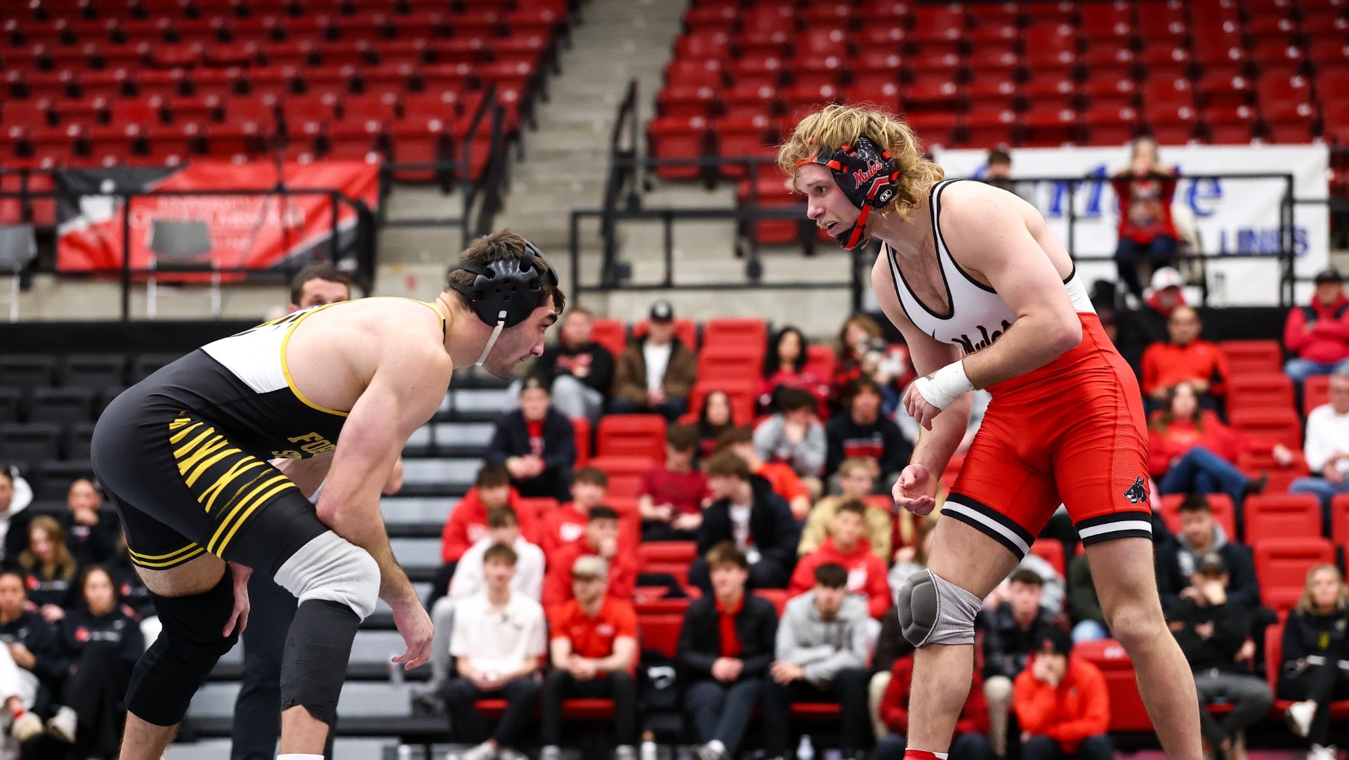The University of Central Missouri (UCM) Mules wrestling team defeated the Fort Hays State University (FHSU) Tigers in a MIAA wrestling dual on Friday, January 23, 2026 at the Jerry M. Hughes Athletics Center