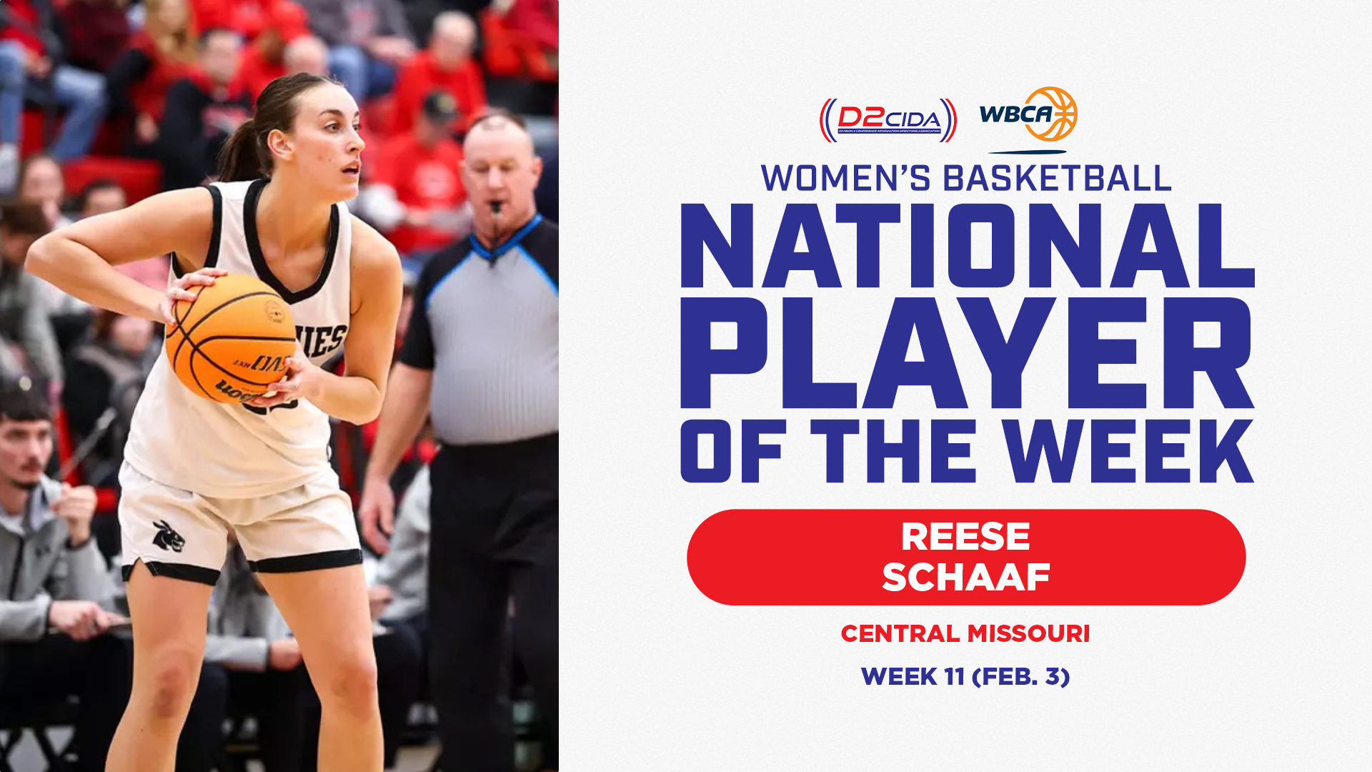 Feb. 2 WBCA National Player of the Week graphic Reese Schaaf