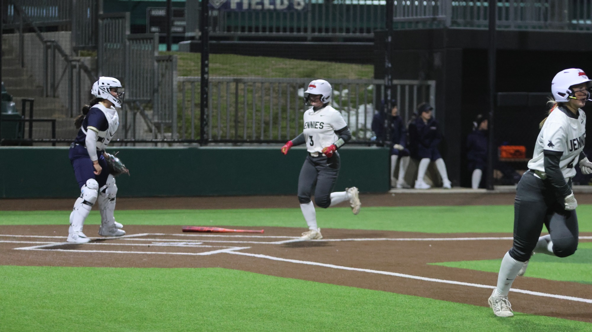 Aly Hageman scoring from third from Cydney Fullerton