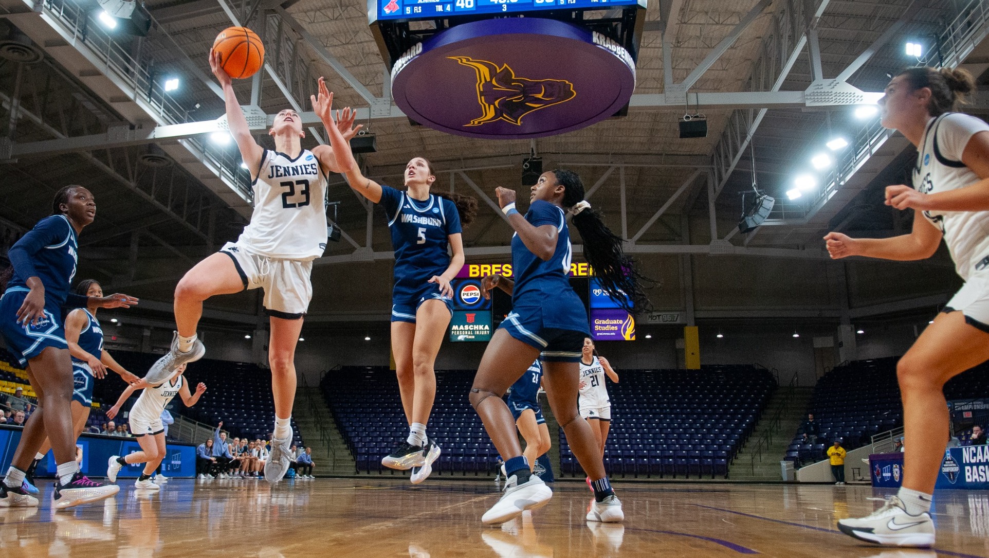 Reese Schaaf (23) vs. Washburn in NCAA-II Central Regional First Round