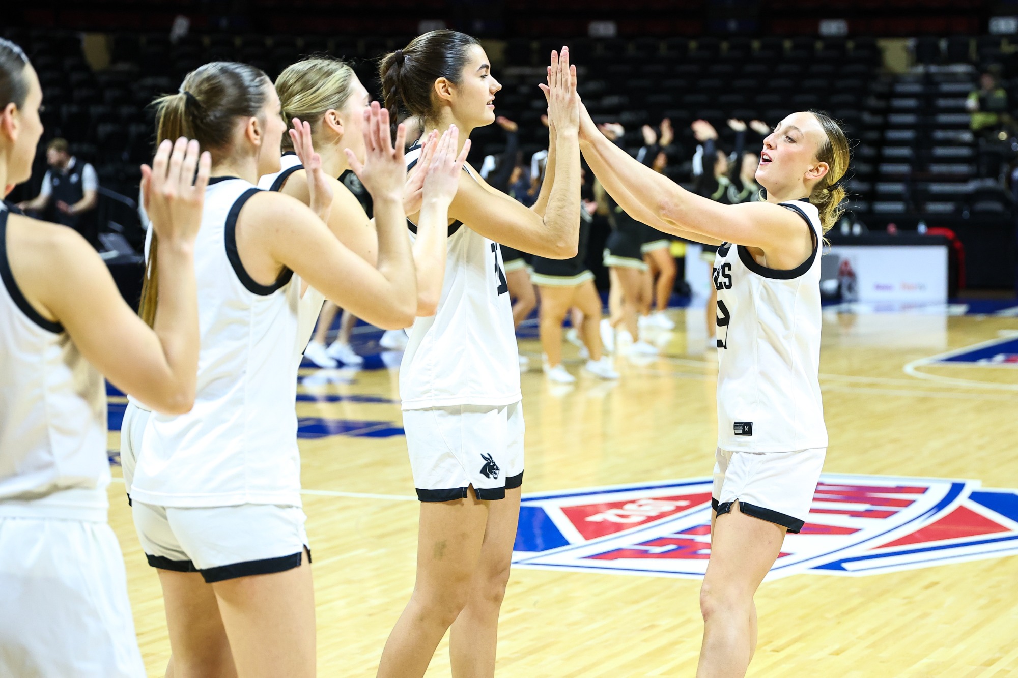 UCM Jennies guard Neely Schaaf (24) during a quarterfinal game of the MIAA Women’s Basketball Championship Tournament against the Emporia State University (ESU) Hornets at Municipal Auditorium in Kansas City, Missouri on March 5, 2026.