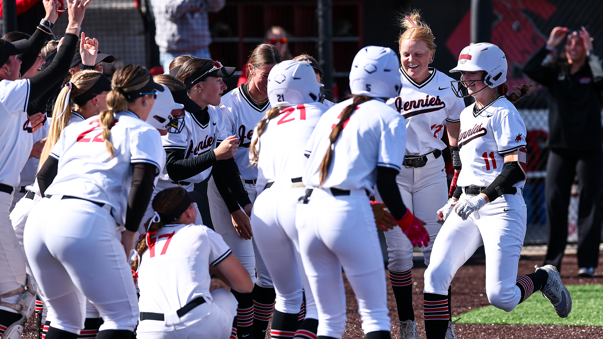 Jennies homer celebration vs Fort Hays State