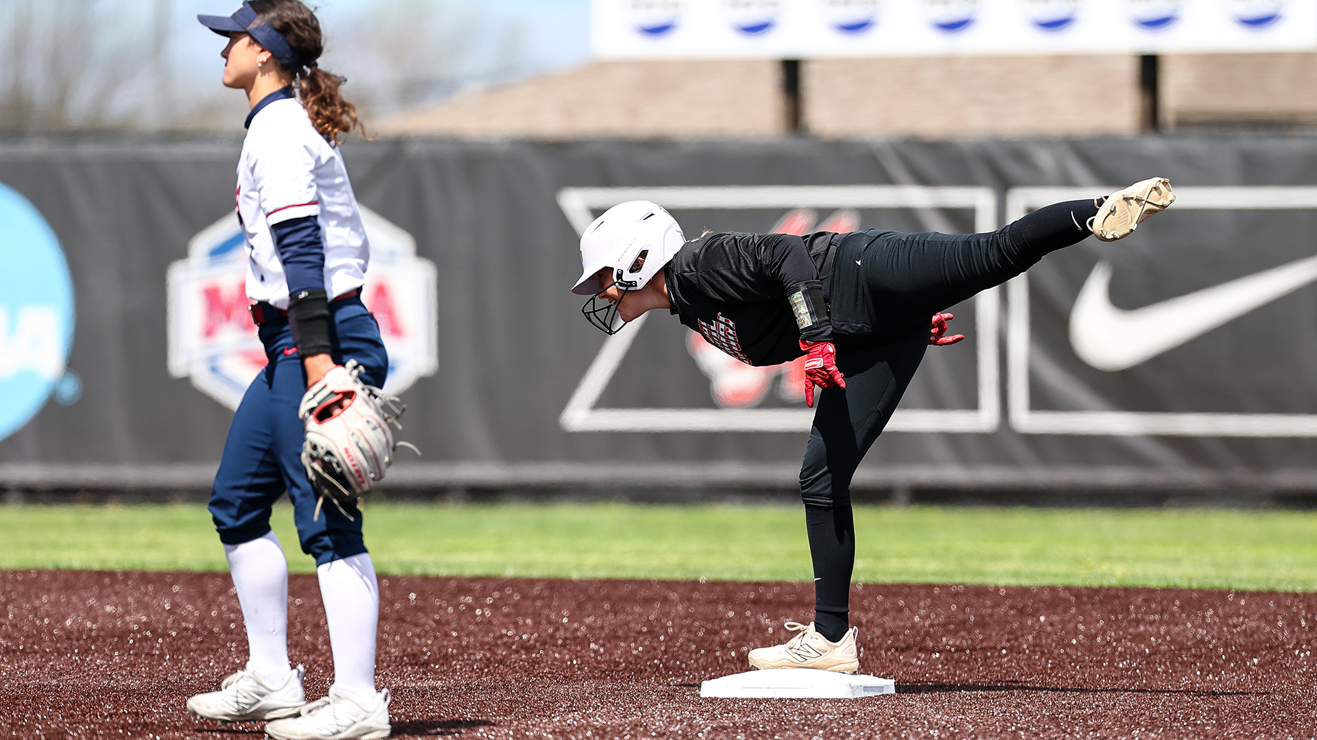 Jennie Kick at second base on a double