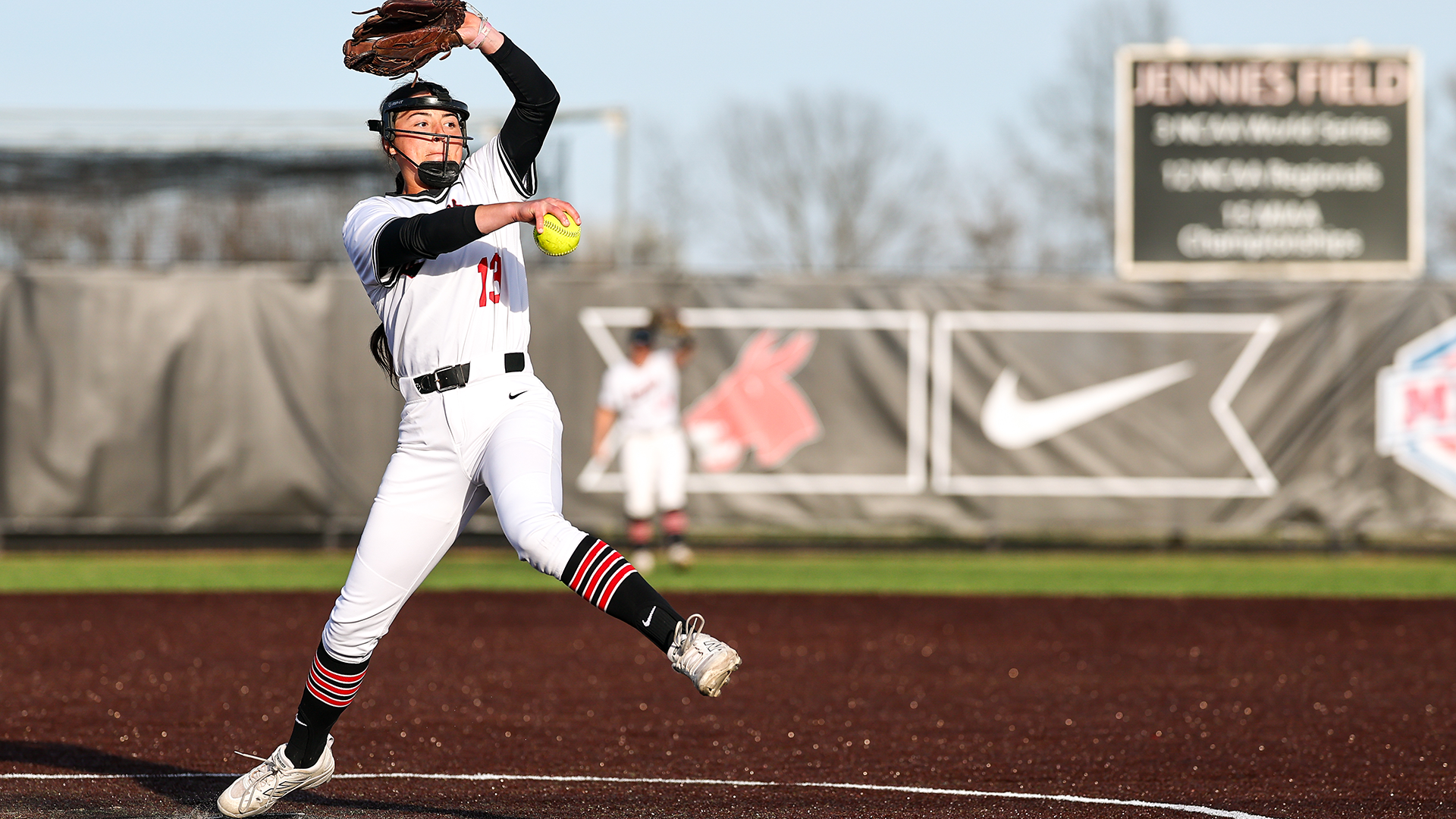 Madelyn Ducheneaux pitching vs Fort Hays State