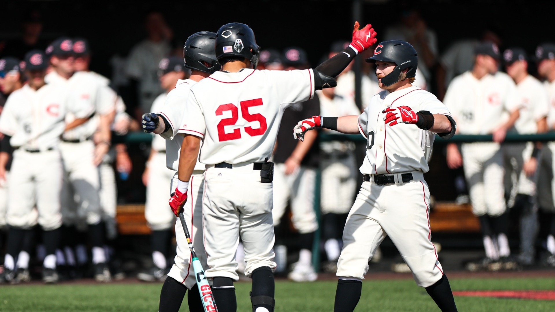 Cody Moore (30) home run celebration vs. Northwest Missouri State
