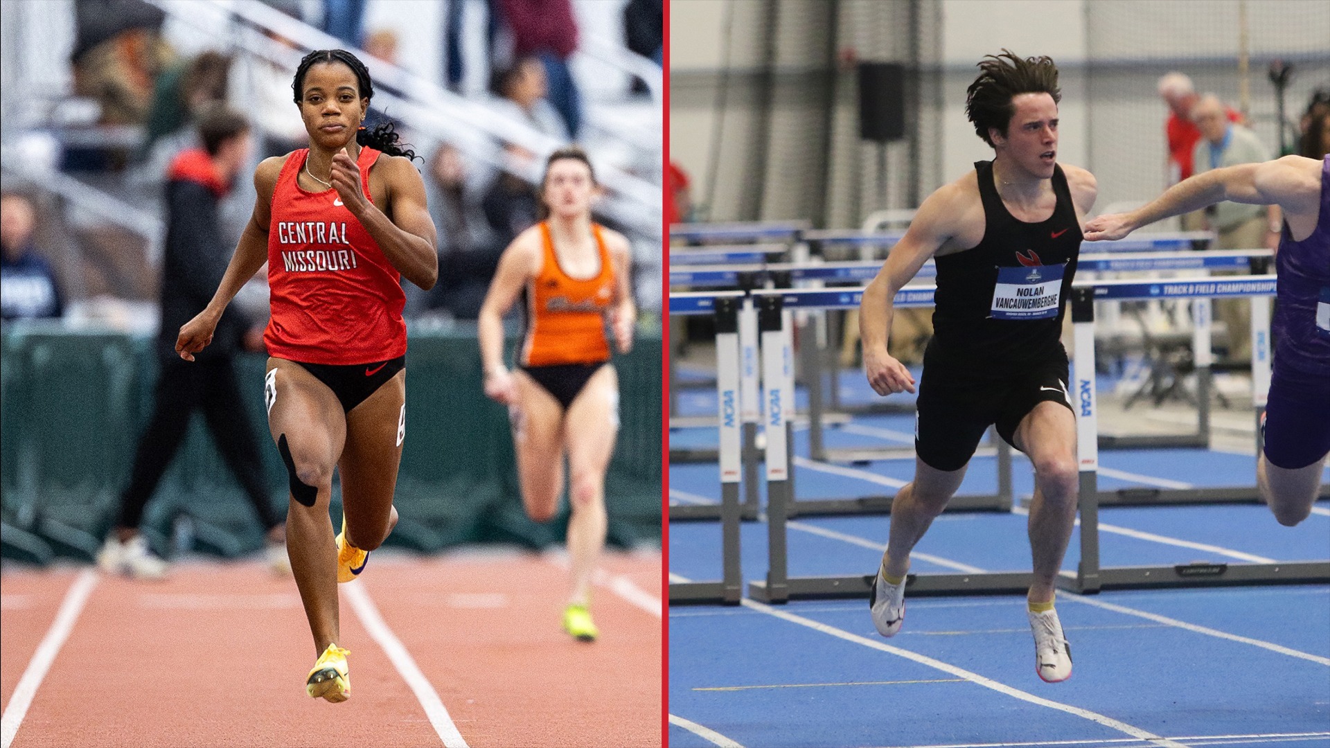 Grizell Scarlett and Nolan Vancauwemberghe April 7 MIAA Outdoor Track Athletes of the Week
