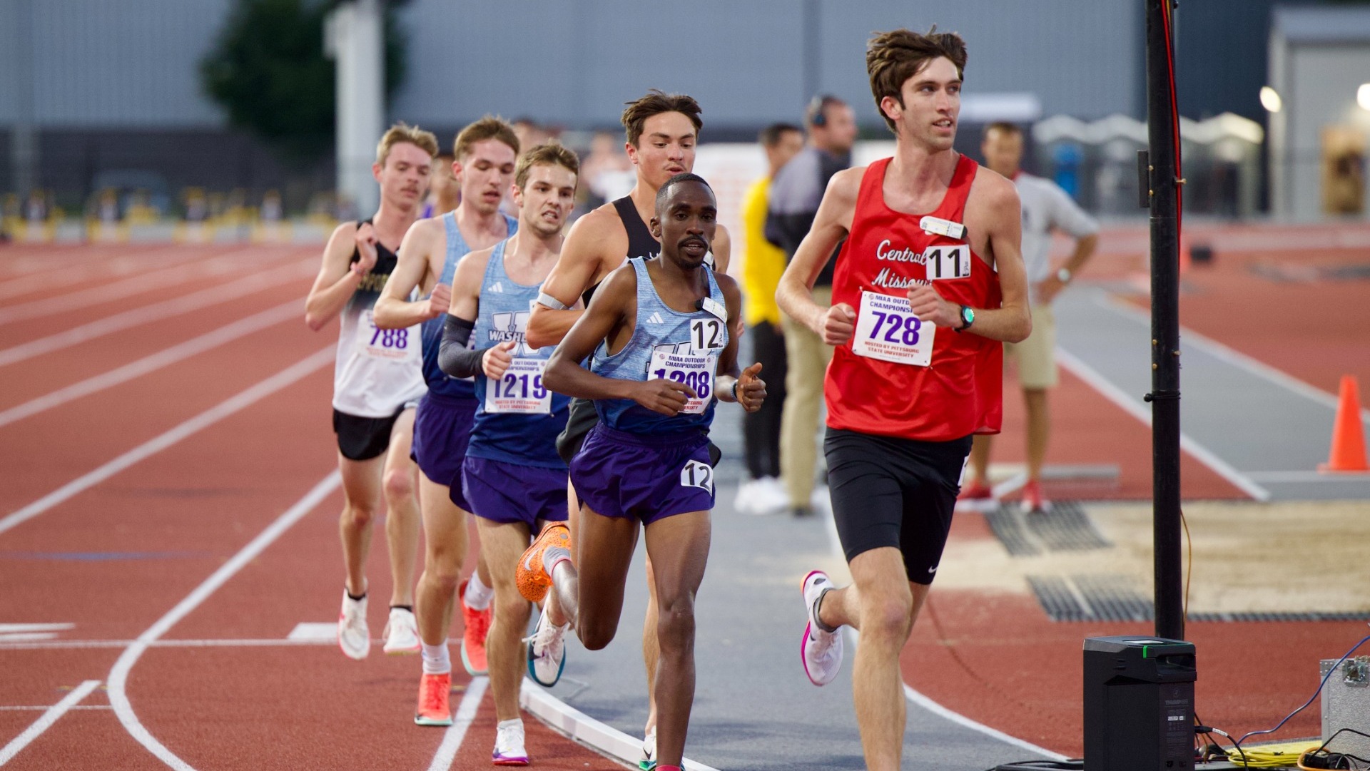 Cooper Palmer in the 10,000m run at the MIAA Outdoor Championships Friday, May 1, in Pittsburg, Kan.
