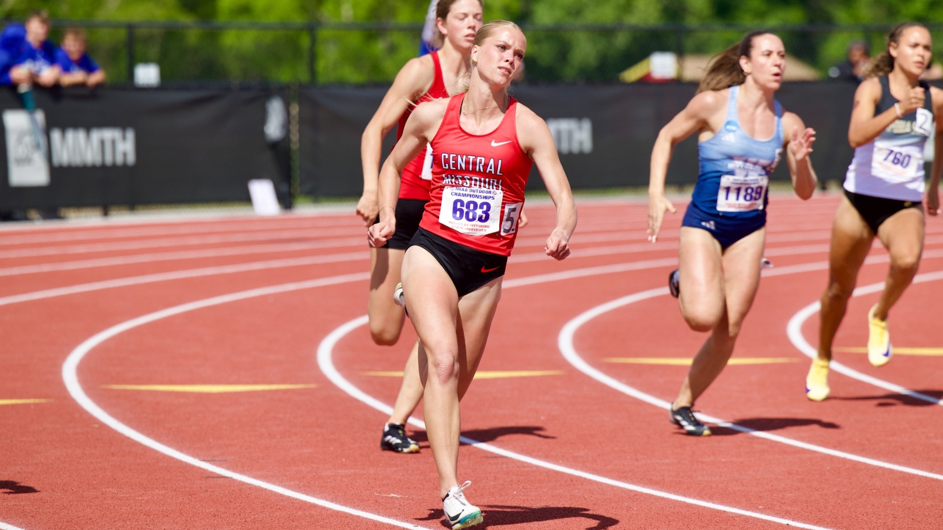 Kristen Jones at the 2026 MIAA Outdoor Championships on Friday, May 1, in Pittsburg, Kan.