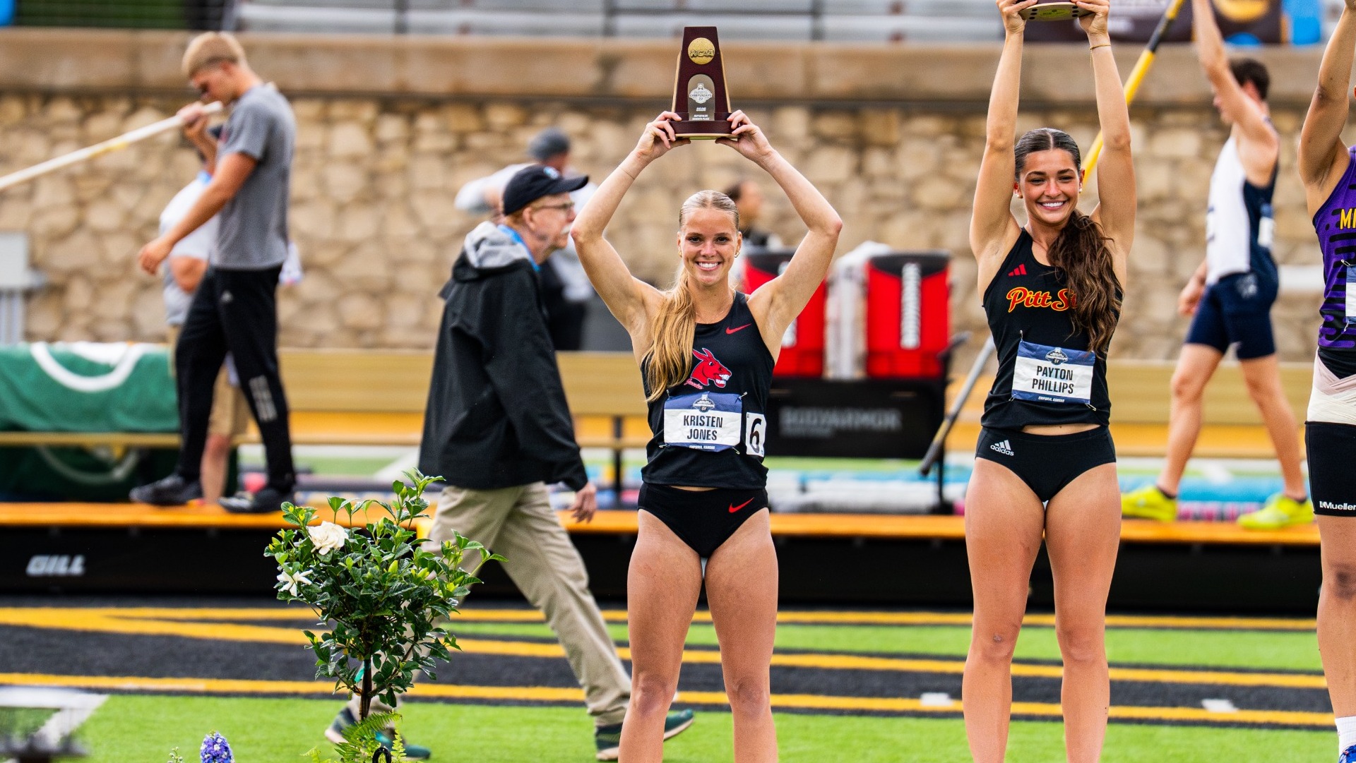 Kristen Jones podium shot in the women's heptathlon at the 2026 NCAA-II Outdoor Championships in Emporia, Kan.