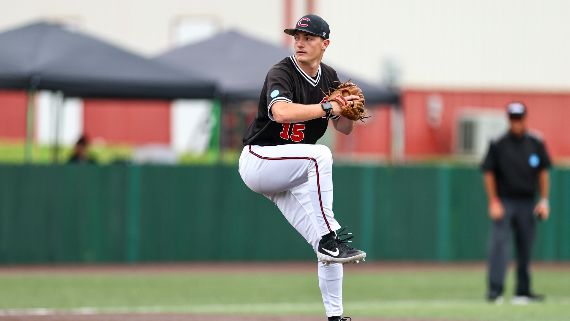 Sawyer Allen (15) vs. Augustana in the 2026 NCAA-II Super Regional on Thursday, May 21, in Warrensburg, Missouri