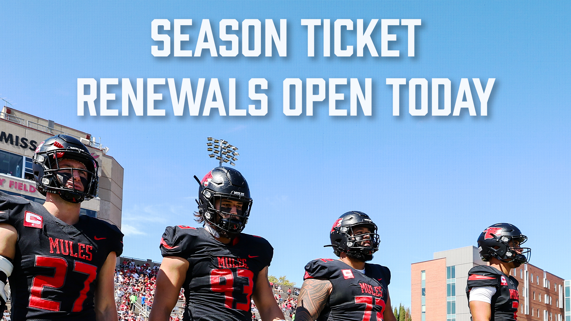 2026 Mules Football Season Ticket Renewal graphic