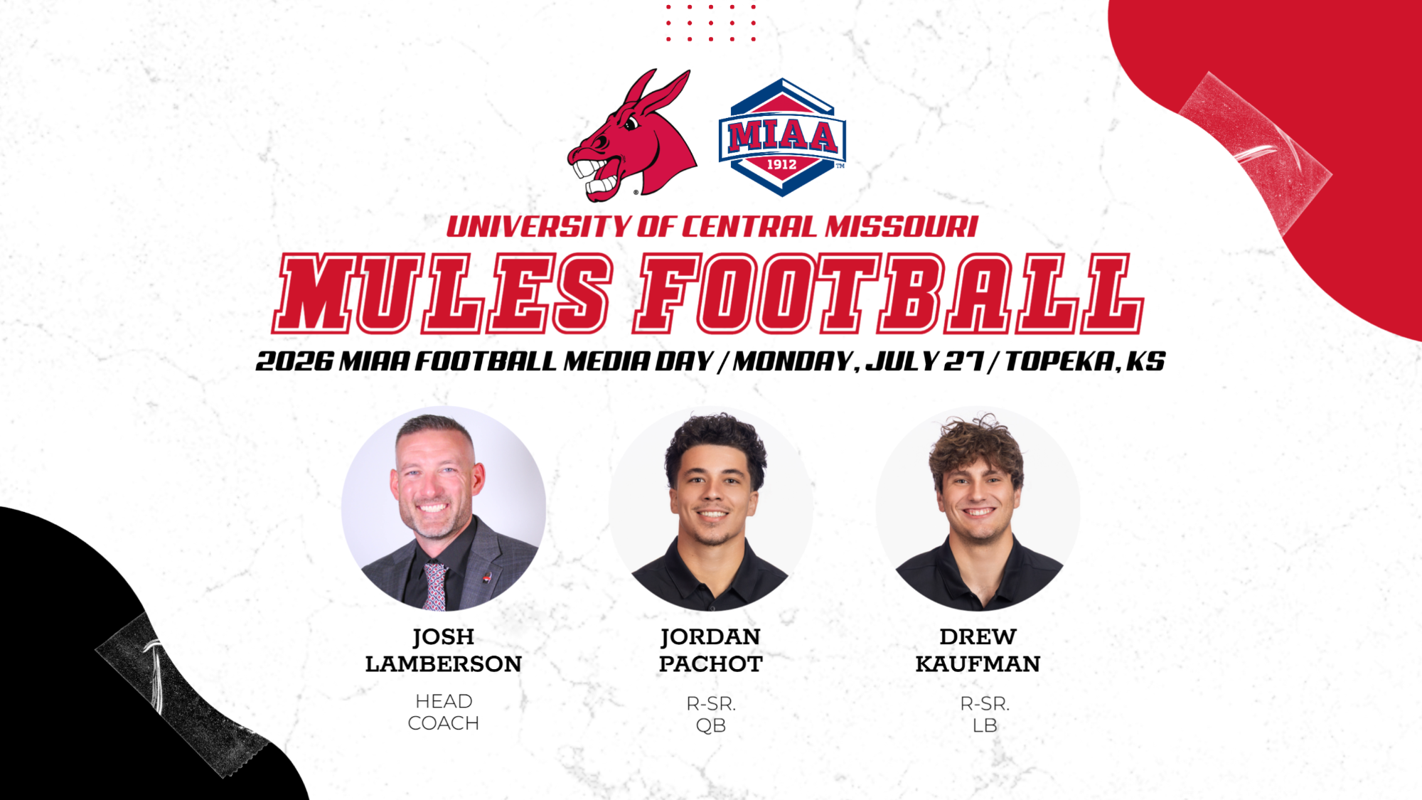 Mules Football 2026 MIAA Football Media Day graphic