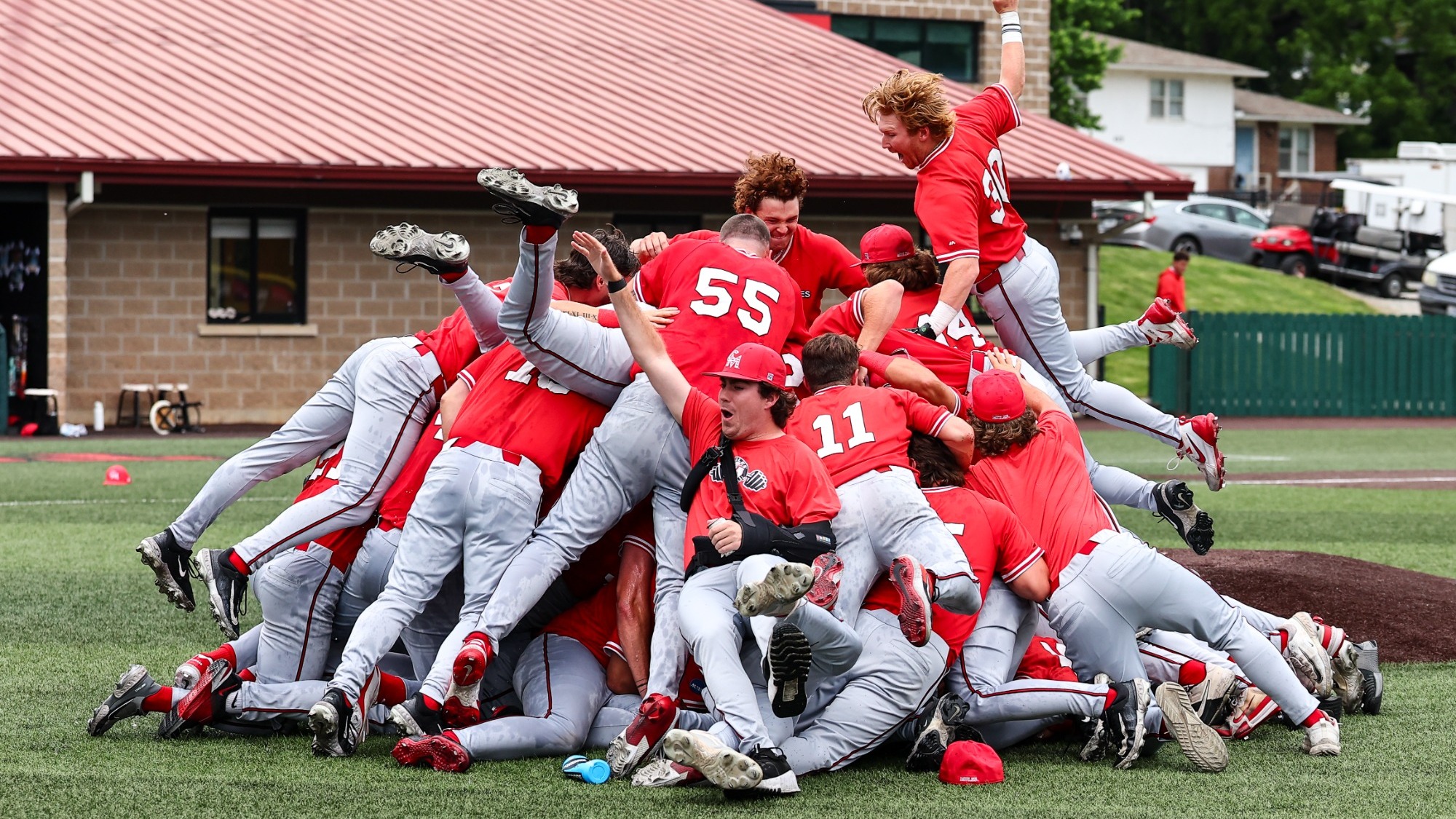 Mules Baseball 2026 celebration after Central Regional Championship