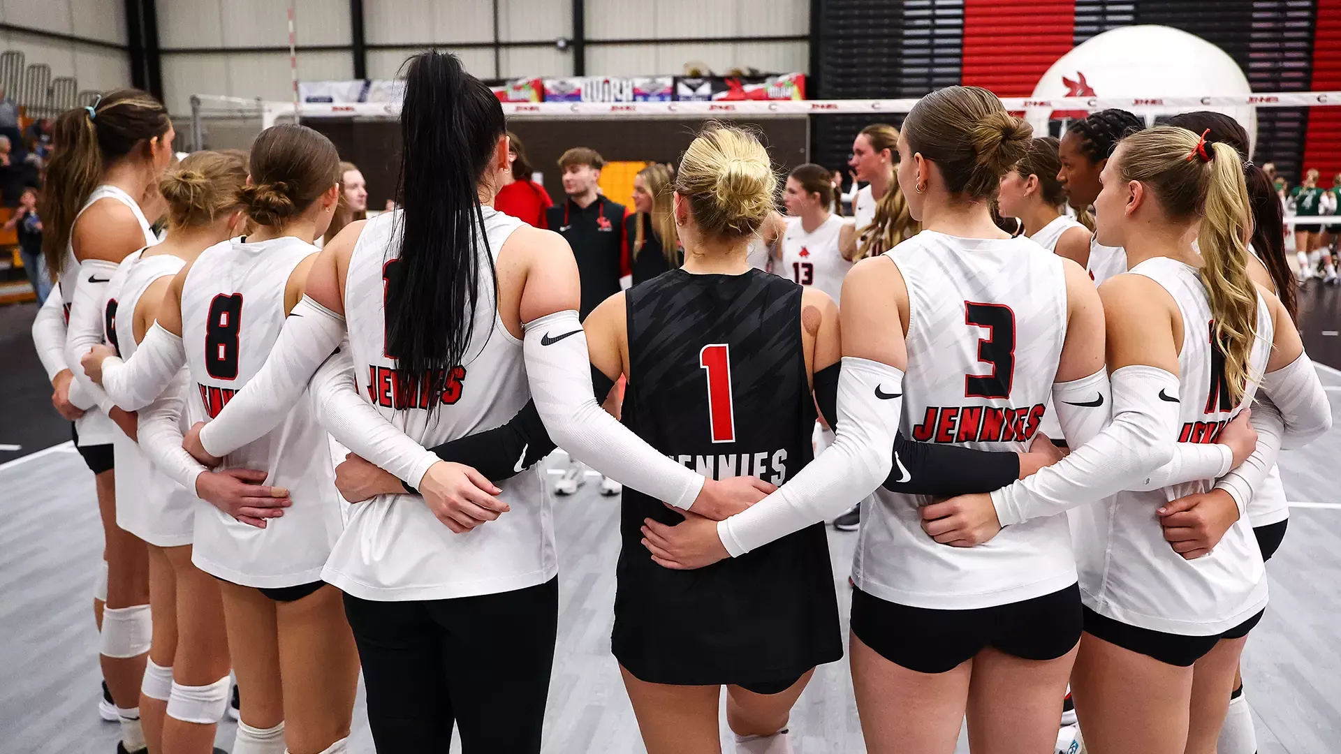 2025 Jennies Volleyball Team Huddle after match 