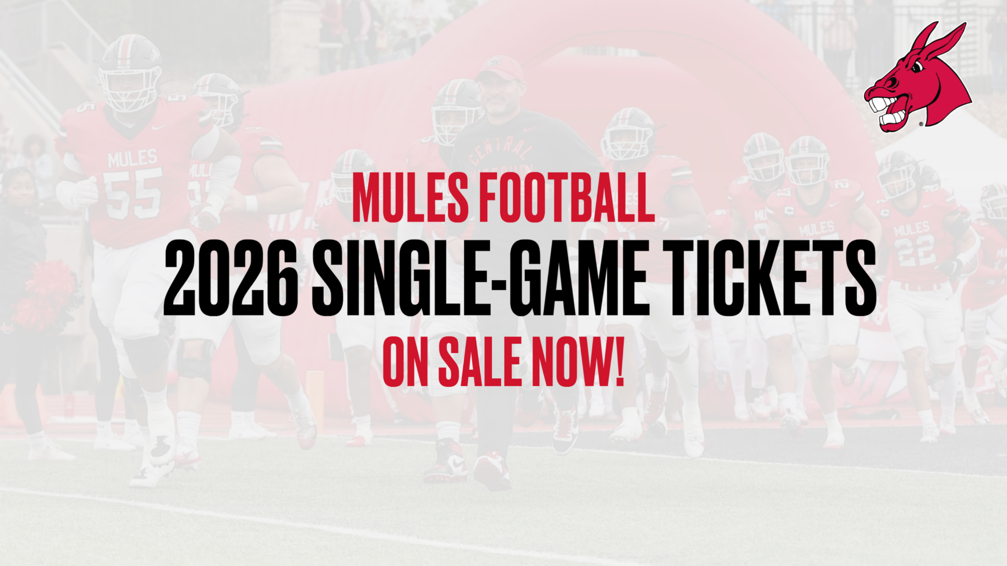 Mules Football Single-Game Tickets Graphic White 2026