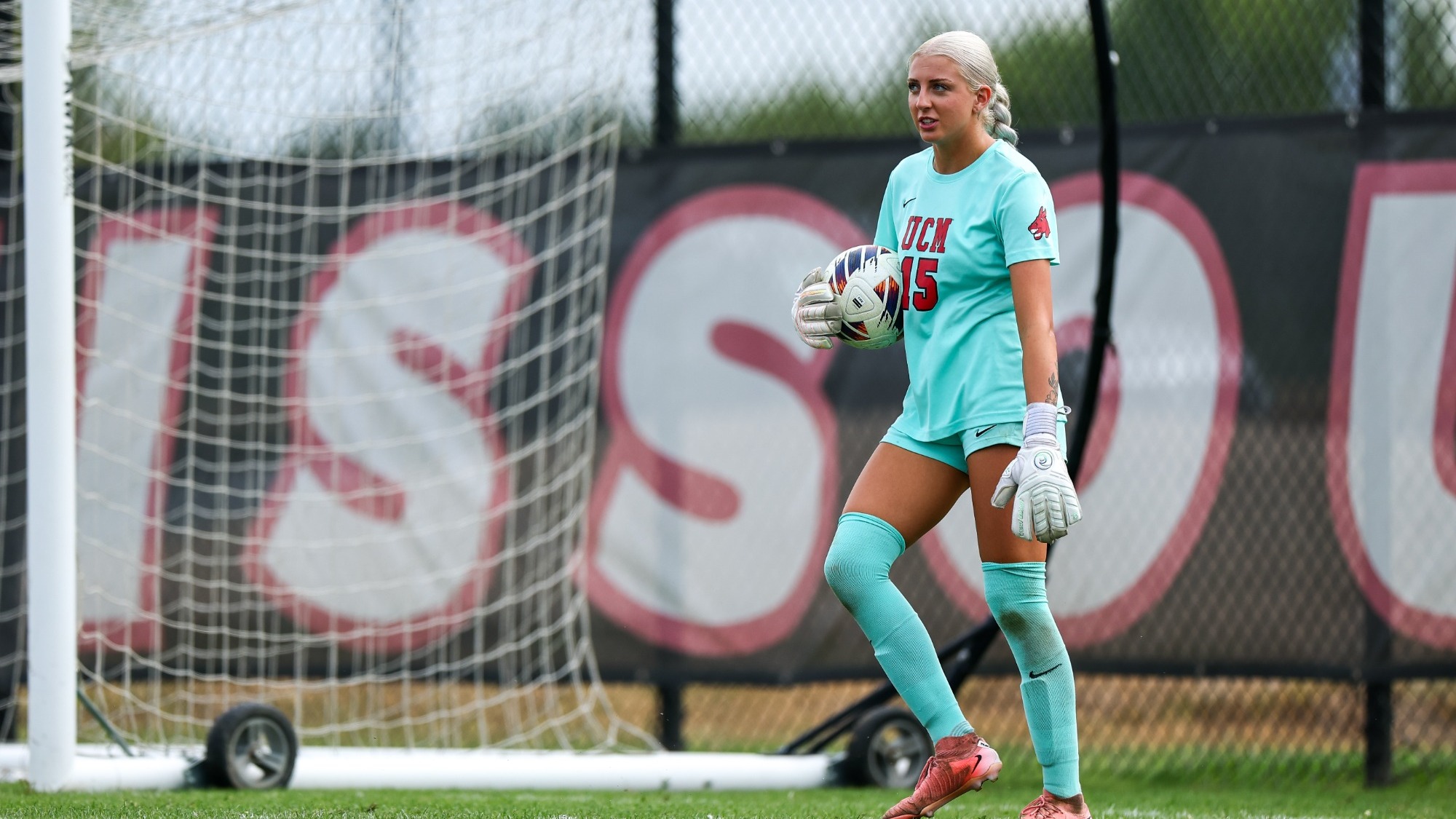 Goalkeeper Kristen Wright (15) during a Jennies Soccer match vs. Harding in 2025