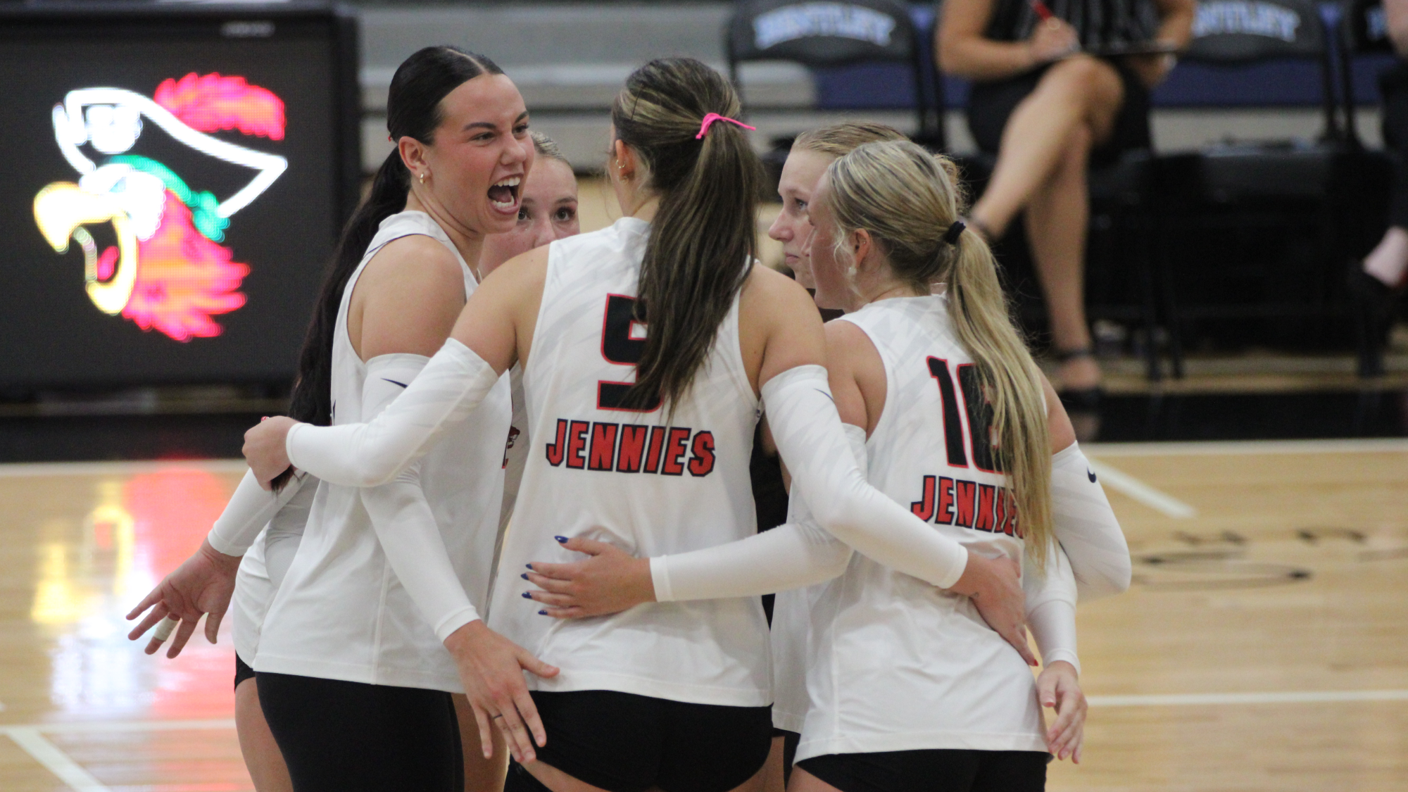 Jens Volleyball point celebration vs Barry at 2026 Sandy Hoffman Memorial Tournament