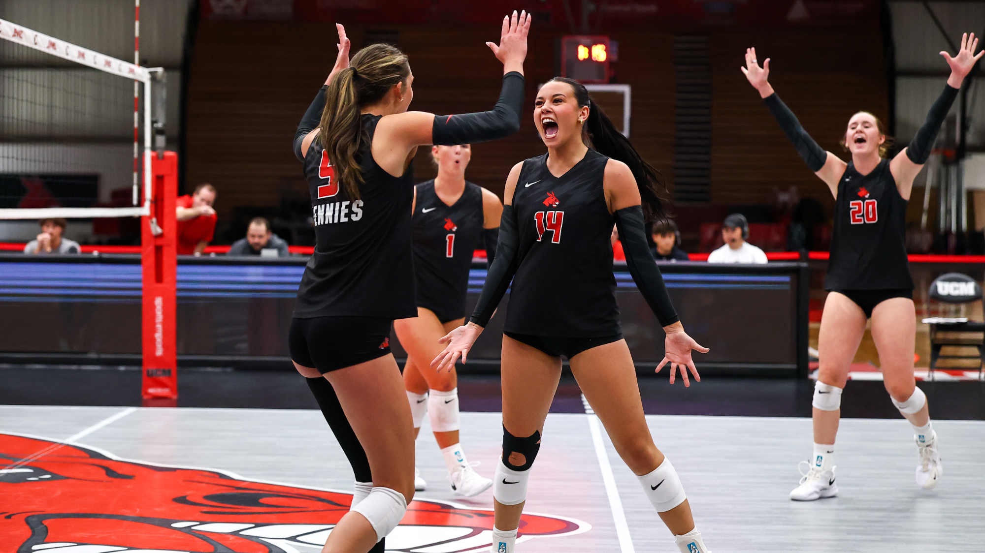 Jennies Volleyball point celebration vs Park