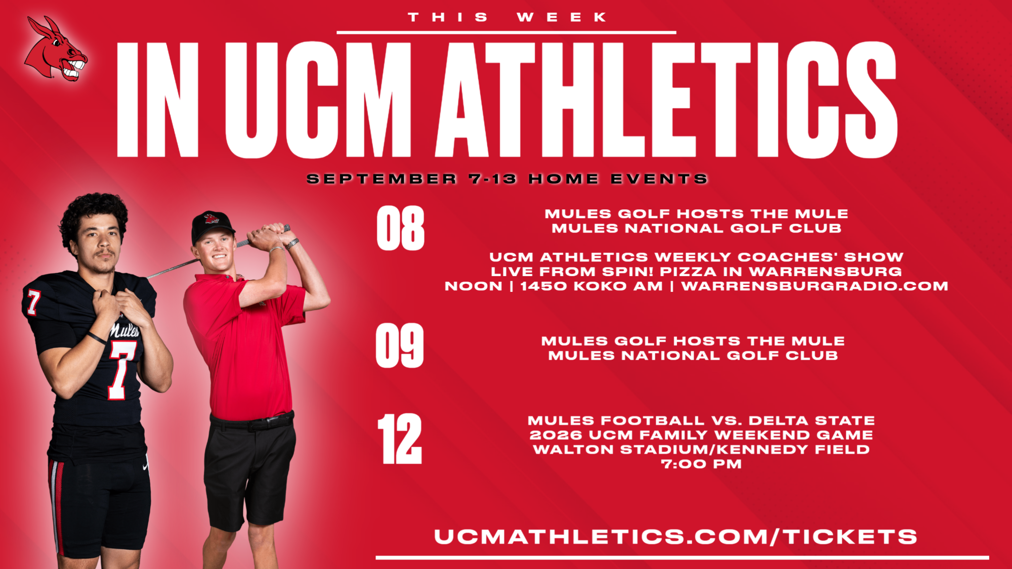 This Week in UCM Athletics Sept. 7-13, 2026
