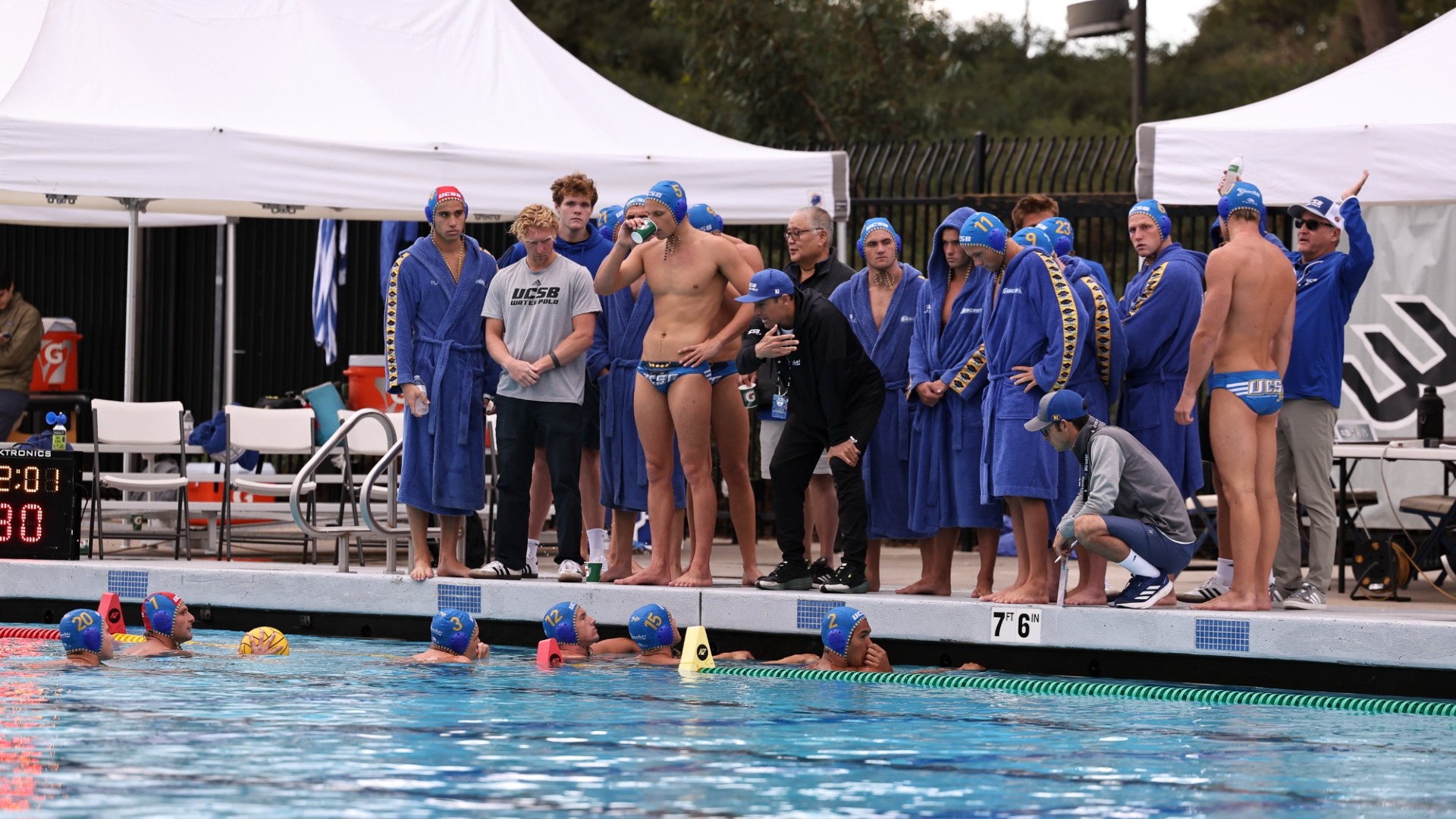 MWP team huddle at the 2025 Big West Championship