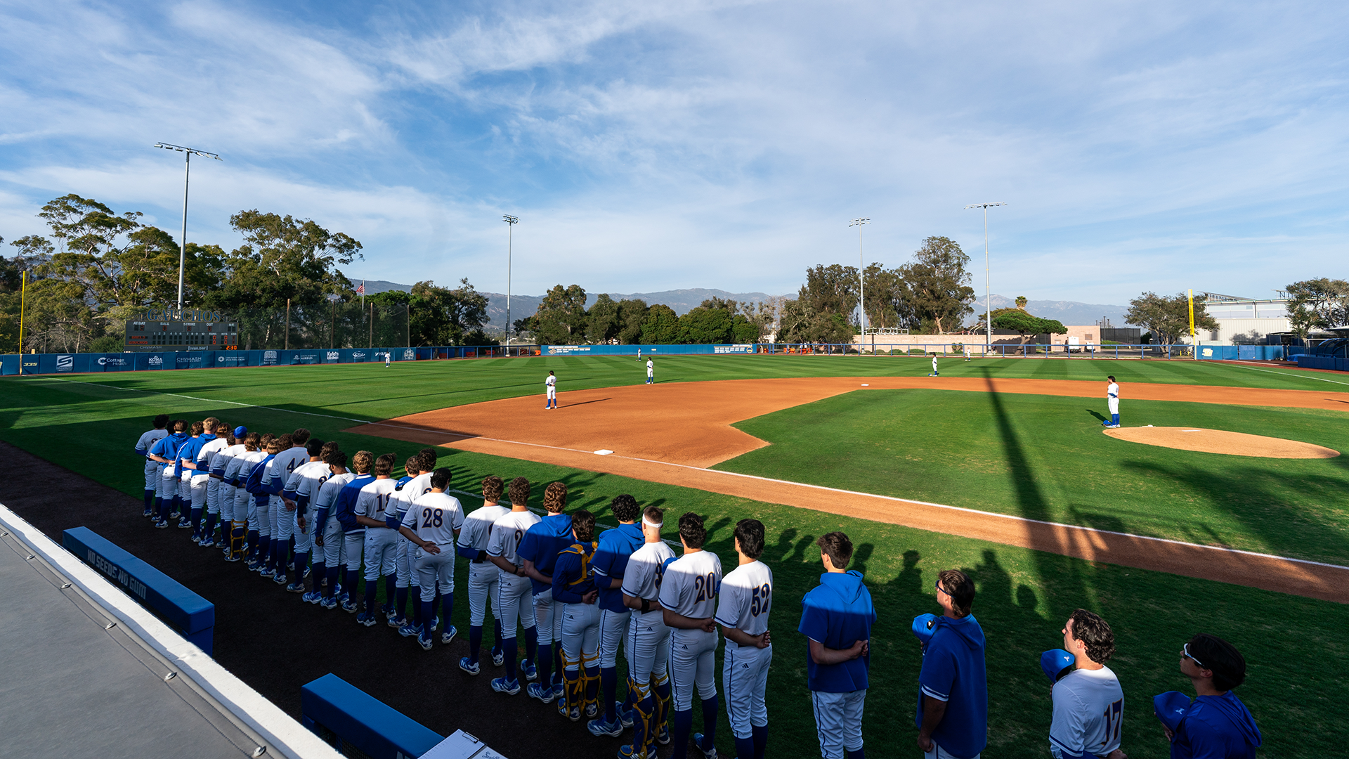 Baseball line-up for anthem vs. Saint Mary's