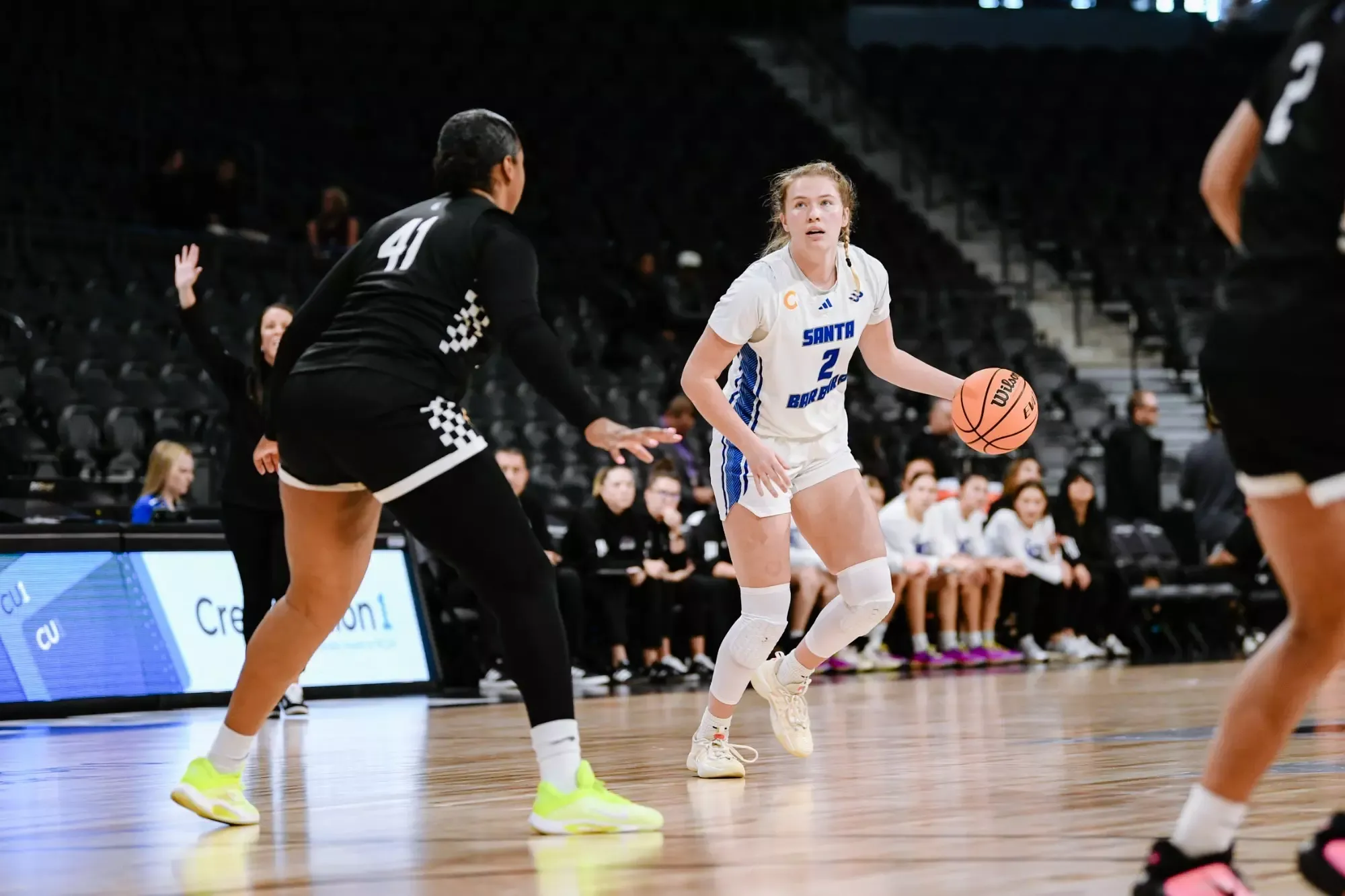 Zoe Borter (#2) dribbles against UC Riverside