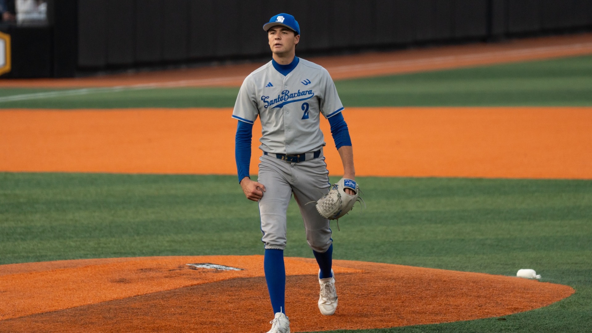 Jackson Flora struts off the mound at Southern Miss