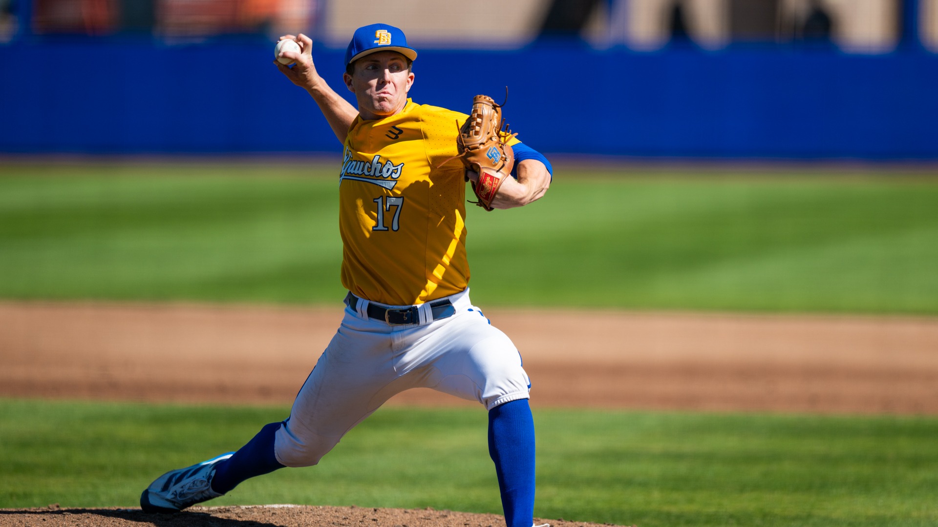 Kellan Montgomery pitching at home for the first time